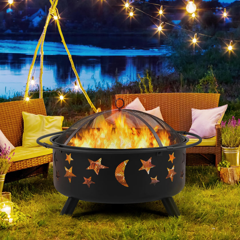 Yaheetech 30in Fire Pits with Poker & Spark Screen Deep Large Fire Bowl 🍁 All In One Marketplace Canada
