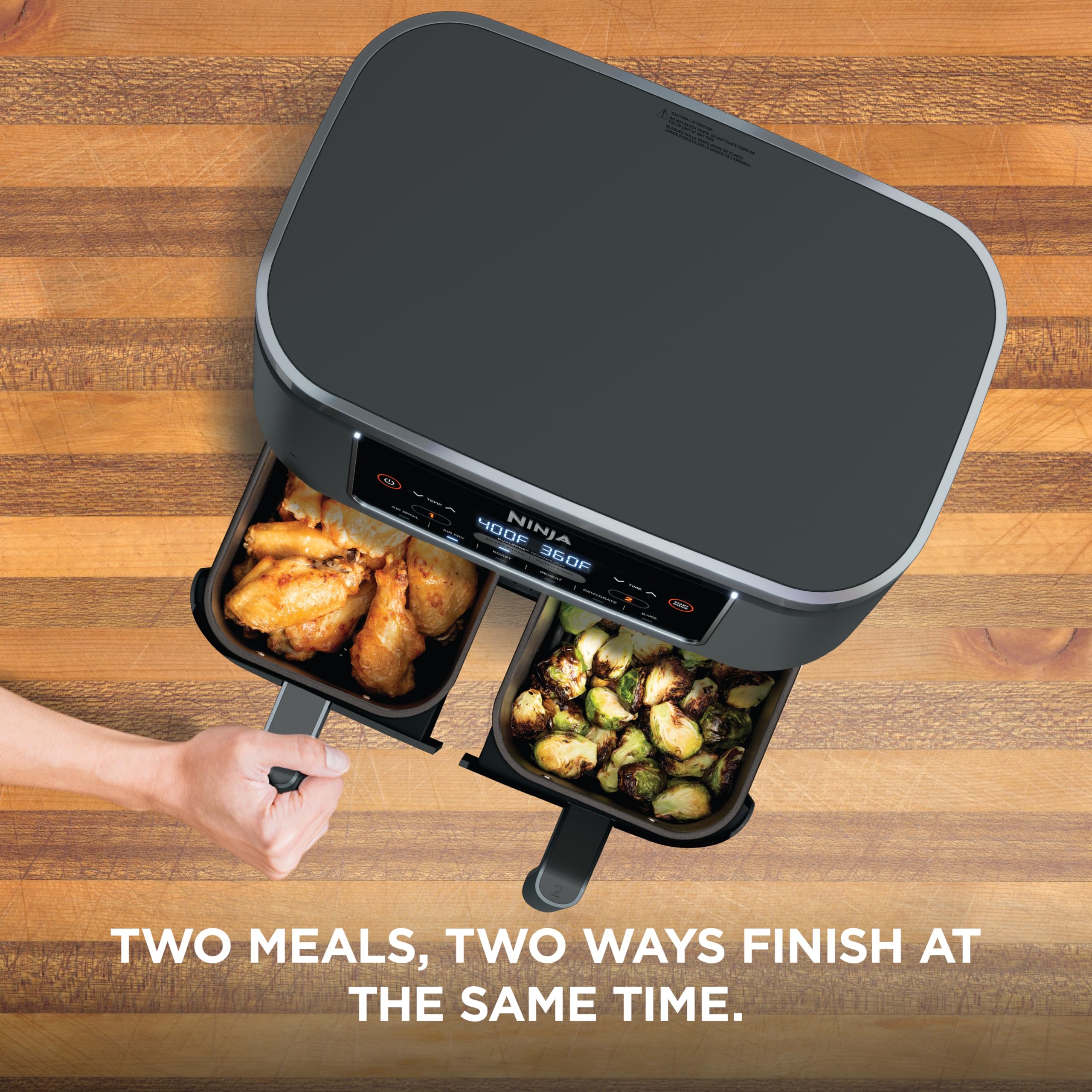 Ninja Foodi 6-in-1 8-qt. (7.6L) 2-Basket Air Fryer DualZone Technology, Match Cook & Smart Finish to Roast, Broil, Dehydrate & More for Quick, Easy Meals, Slate Grey (DZ201C) Canadian Version 🍁 All In One Marketplace Canada