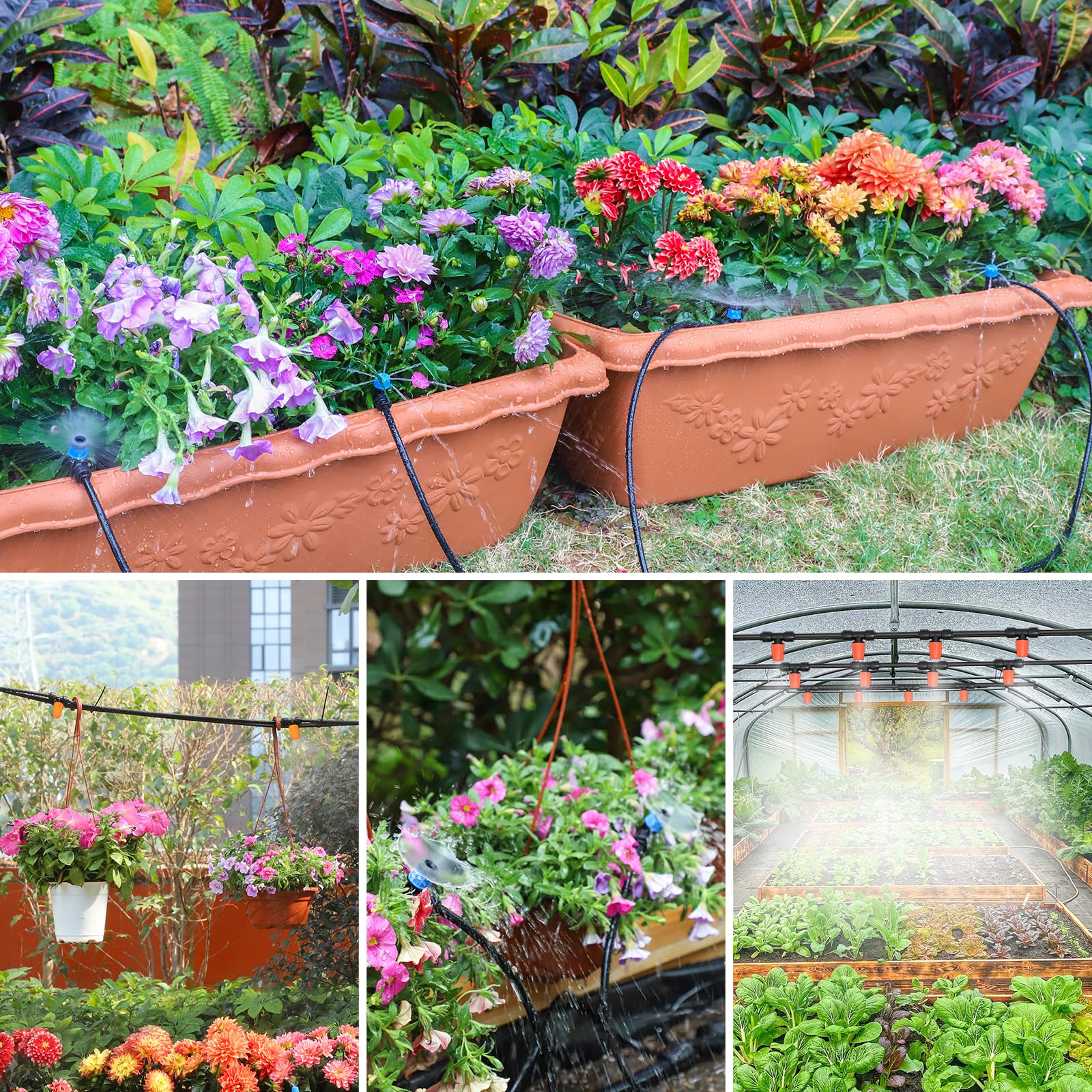 MIXC 101FT Drip Irrigation System, Easy to Setup Automatic Garden System with Anti-UV 1/4