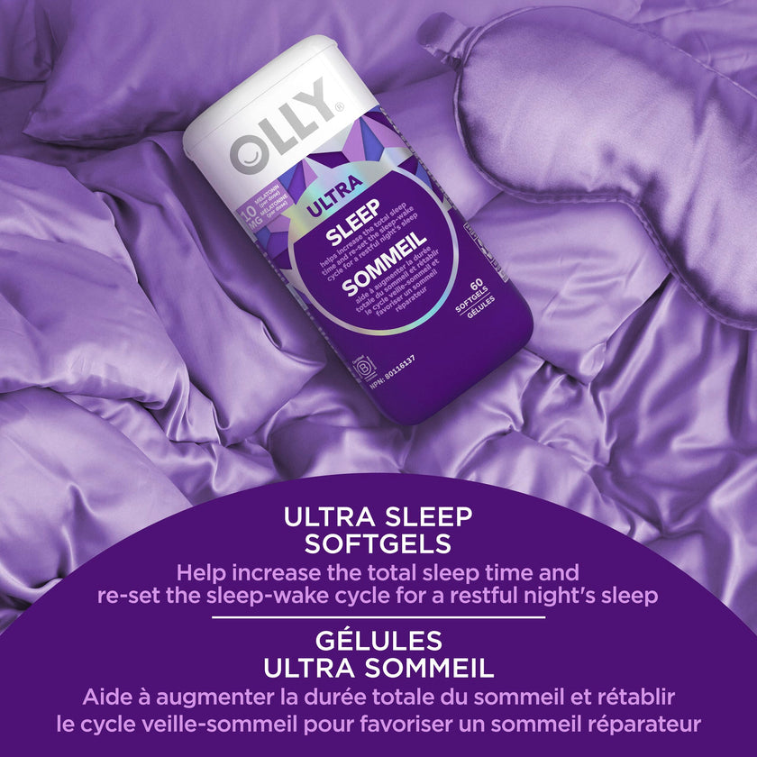 OLLY Ultra Strength Sleep Softgels, 10mg Melatonin, L-Theanine, Chamomile, Magnesium, Lemon Balm, Sleep Nighttime Sleep Aid 60 count 🍁 All In One Marketplace Canada