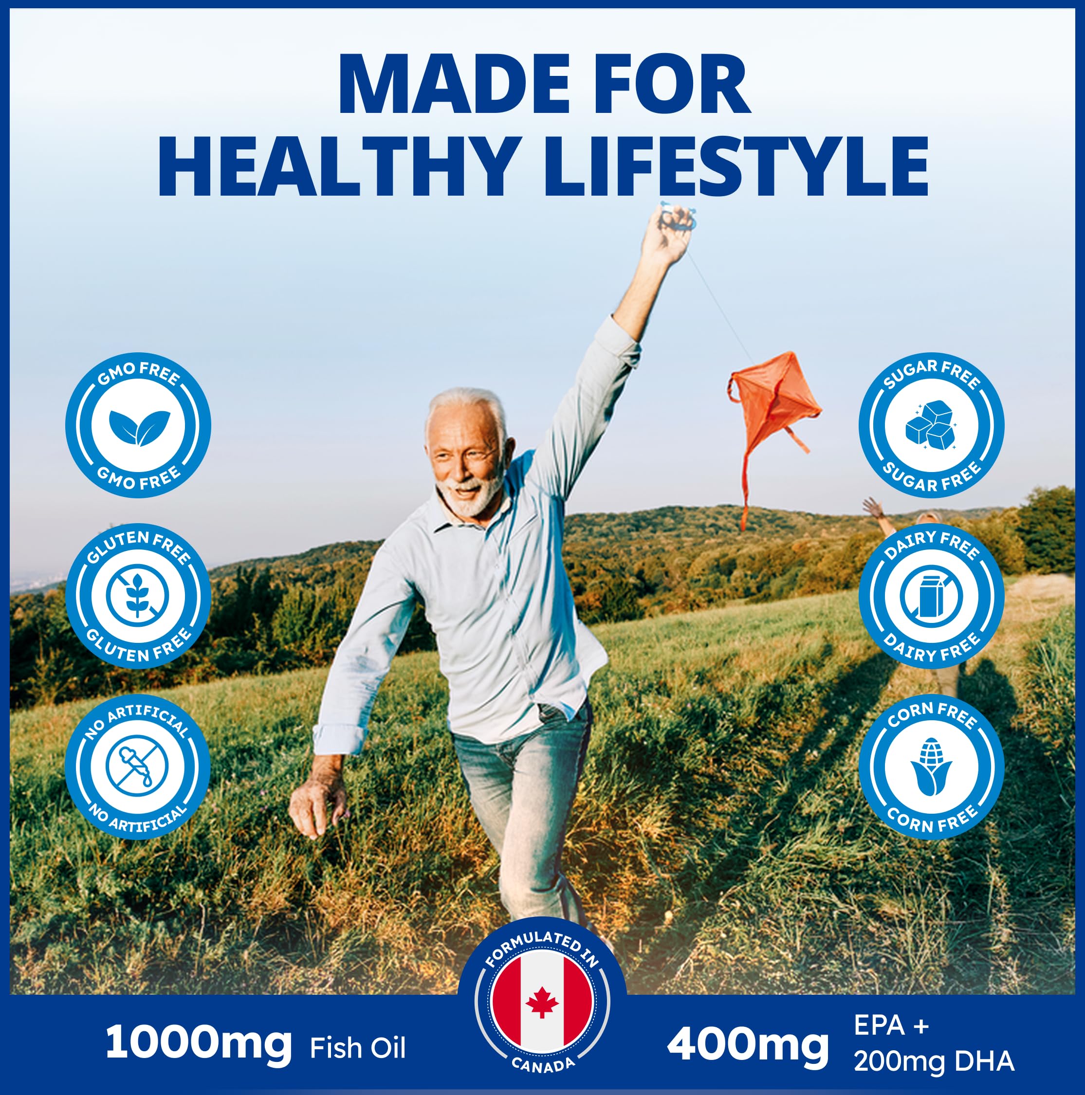 CanPrev Omega-Pro Essential HP 40/20, 90 Softgels 30-Day Supply - 1000mg Wild Deep-Sea Fish Oil, Omega-3 EPA & DHA Formula, Molecular Distilled with Vitamin E, Supports Heart, Brain, Joint, Eye & Skin 🍁 All In One Marketplace Canada