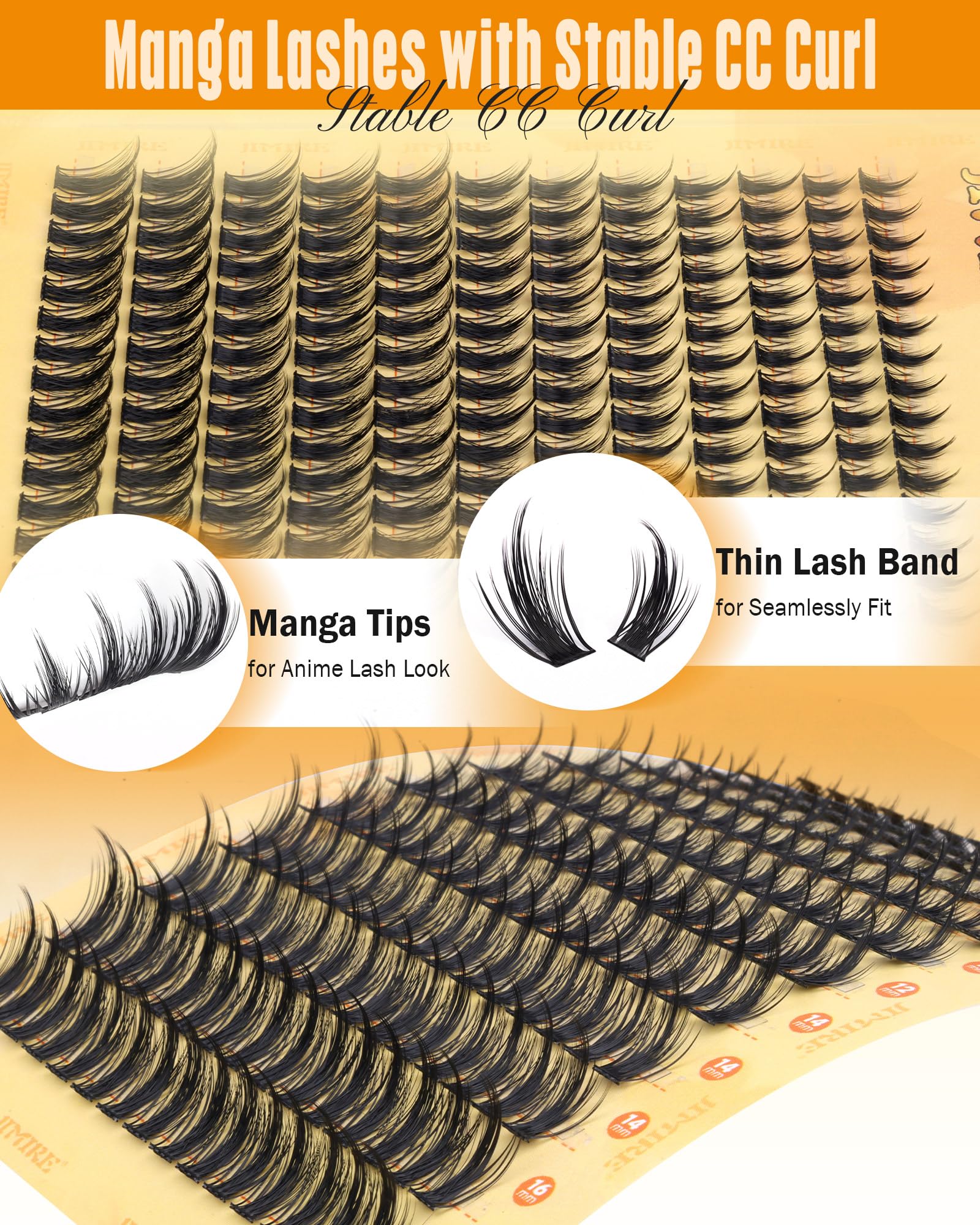 JIMIRE Natural Lash Clusters Extensions 180Pcs Anime Eyelash Extensions D Curl Wispy Manga Eyelash Clusters 8-16MM Cluster Eyelash Extensions Individual Lashes Pack 🍁 All In One Marketplace Canada