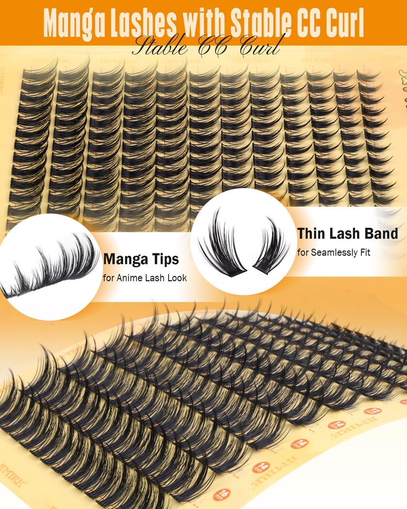 JIMIRE Natural Lash Clusters Extensions 180Pcs Anime Eyelash Extensions D Curl Wispy Manga Eyelash Clusters 8-16MM Cluster Eyelash Extensions Individual Lashes Pack 🍁 All In One Marketplace Canada