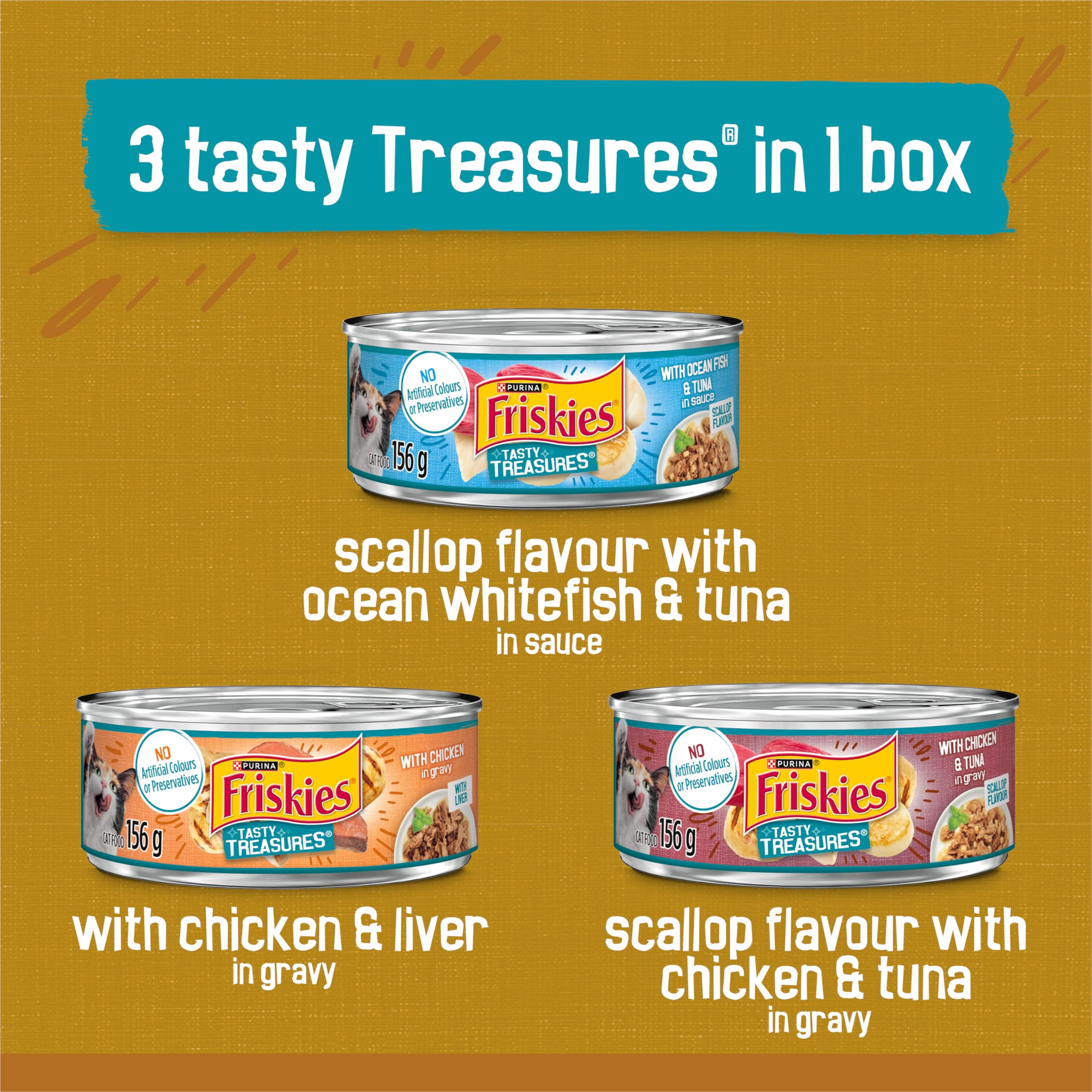 Friskies Tasty Treasures Wet Cat Food, Poultry & Fish Combo Variety Pack 3 Flavours - 156 g Can (24 Pack) 🍁 All In One Marketplace Canada