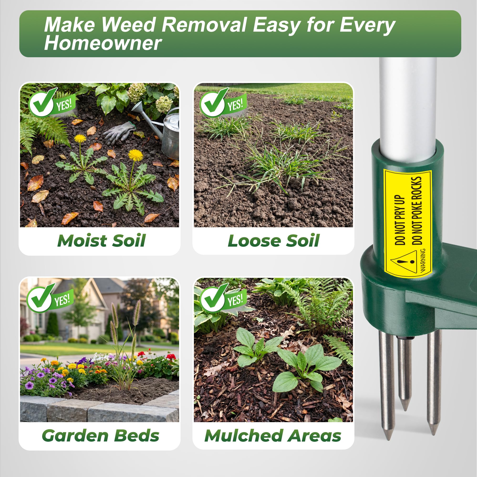Walensee Weed Puller, Stand Up Weeder Hand Tool, Long Handle Garden Weeding Tool with 3 Claws, Hand Weed Hound Weed Puller for Dandelion, Standup Weed Root Pulling Tool and Picker, Grabber (1 Pack) 🍁 All In One Marketplace Canada