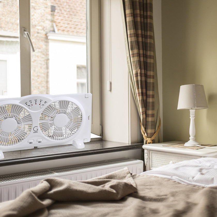 Genesis Twin Fan High Velocity Reversible AirFlow Fan, LED Indicator Lights Adjustable Thermostat & Max Cool Technology, ETL Certified, White (A1WINDOWFAN) 🍁 All In One Marketplace Canada