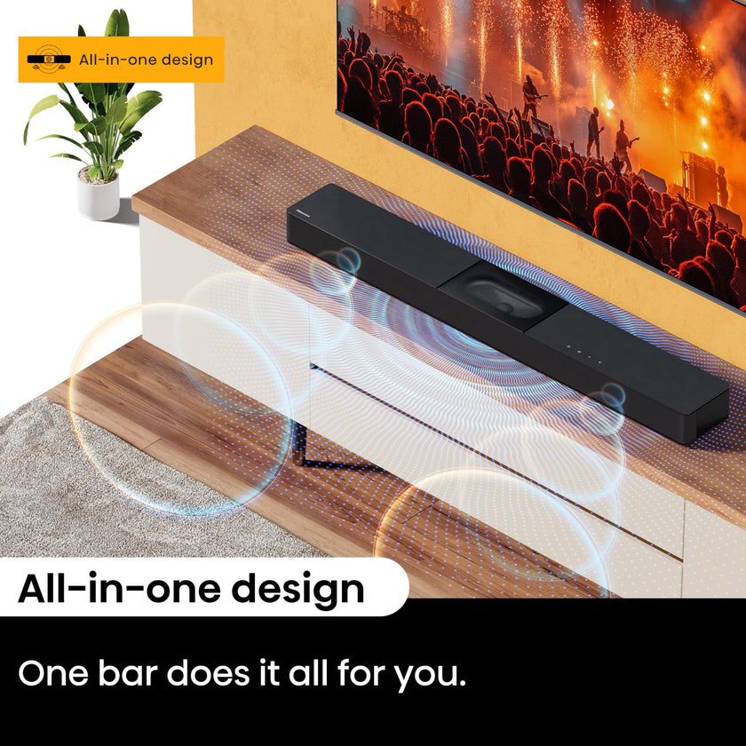 Hisense A620-2.1ch All-in-one Soundbar with 4.75 inch Built-in Visualised Subwoofer, 240W Max Audio Power, Compact Design with 5.3 Wireless Bluetooth, Powered by DTS Virtual:X, Roku TV Ready 🍁 All In One Marketplace Canada
