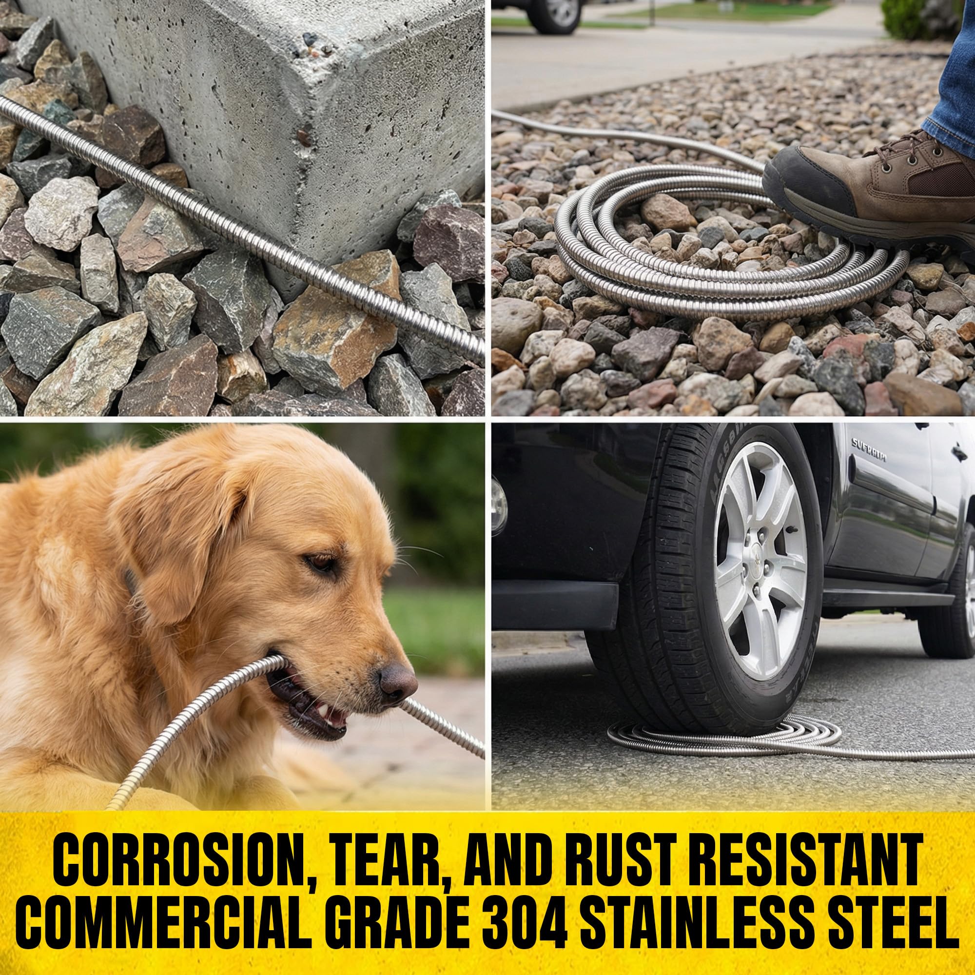 Bionic Steel Metal Garden Hose 50ft, Rust Proof 304 Stainless Steel Water Hose with Aluminum Fittings, Flexible & Heavy Duty Hose, Lightweight, Kink Free & Easy Coil Outdoor Hose - 2026 Model 🍁 All In One Marketplace Canada