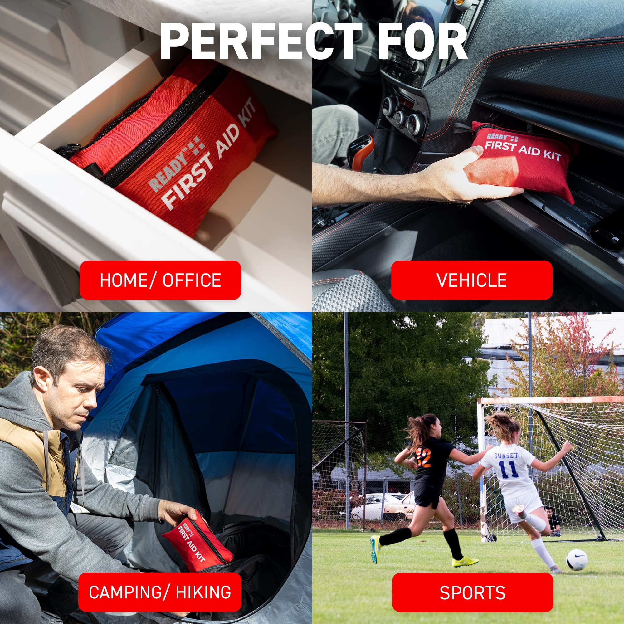 Ready First Aid 107 Piece First Aid Kit - Camping, First Aid Kit, Camping Essentials, Hiking, Home Essentials, Car Emergency Kit, Hiking Gear, First Aid Kit Travel, Car Essentials, Survival Stuff 🍁 All In One Marketplace Canada