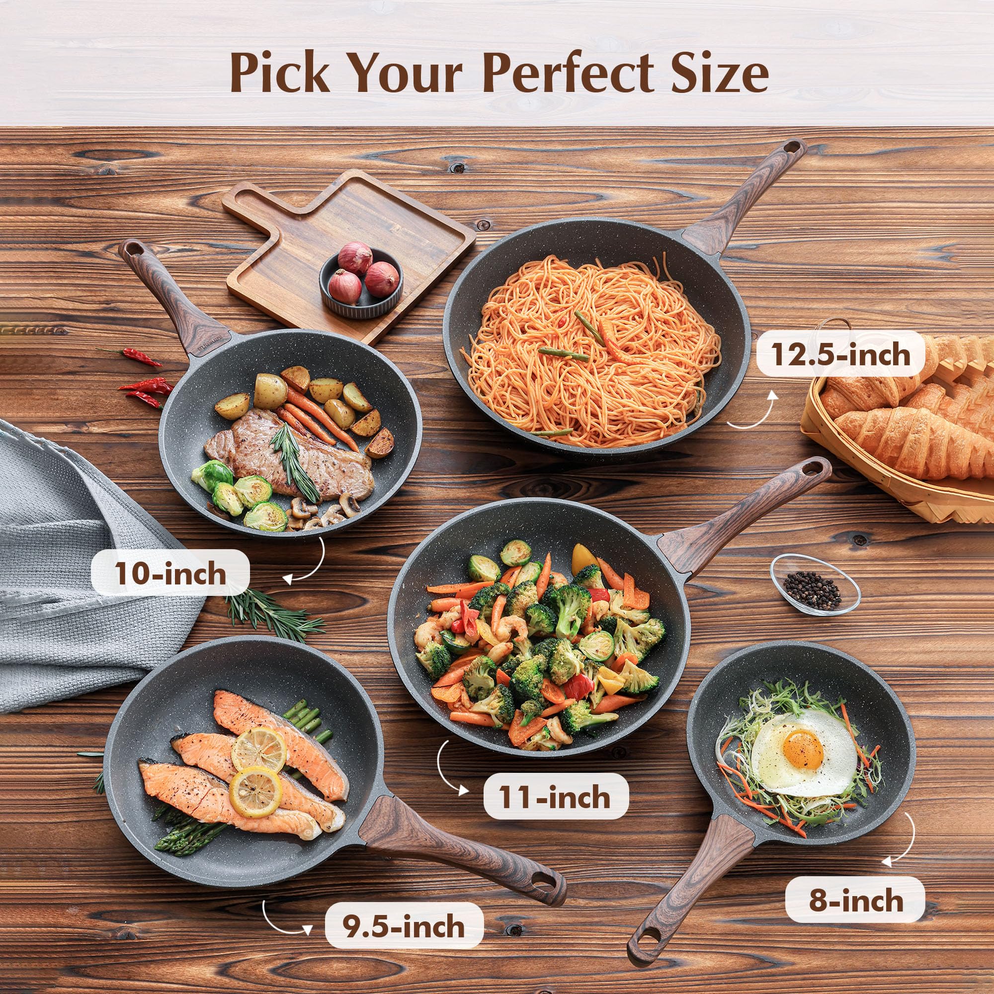 SENSARTE 12.5 Inch Nonstick Frying Pan Skillet, Swiss Granite Coating Omelette Pan, Healthy Stone Cookware, PFOA Free 🍁 All In One Marketplace Canada