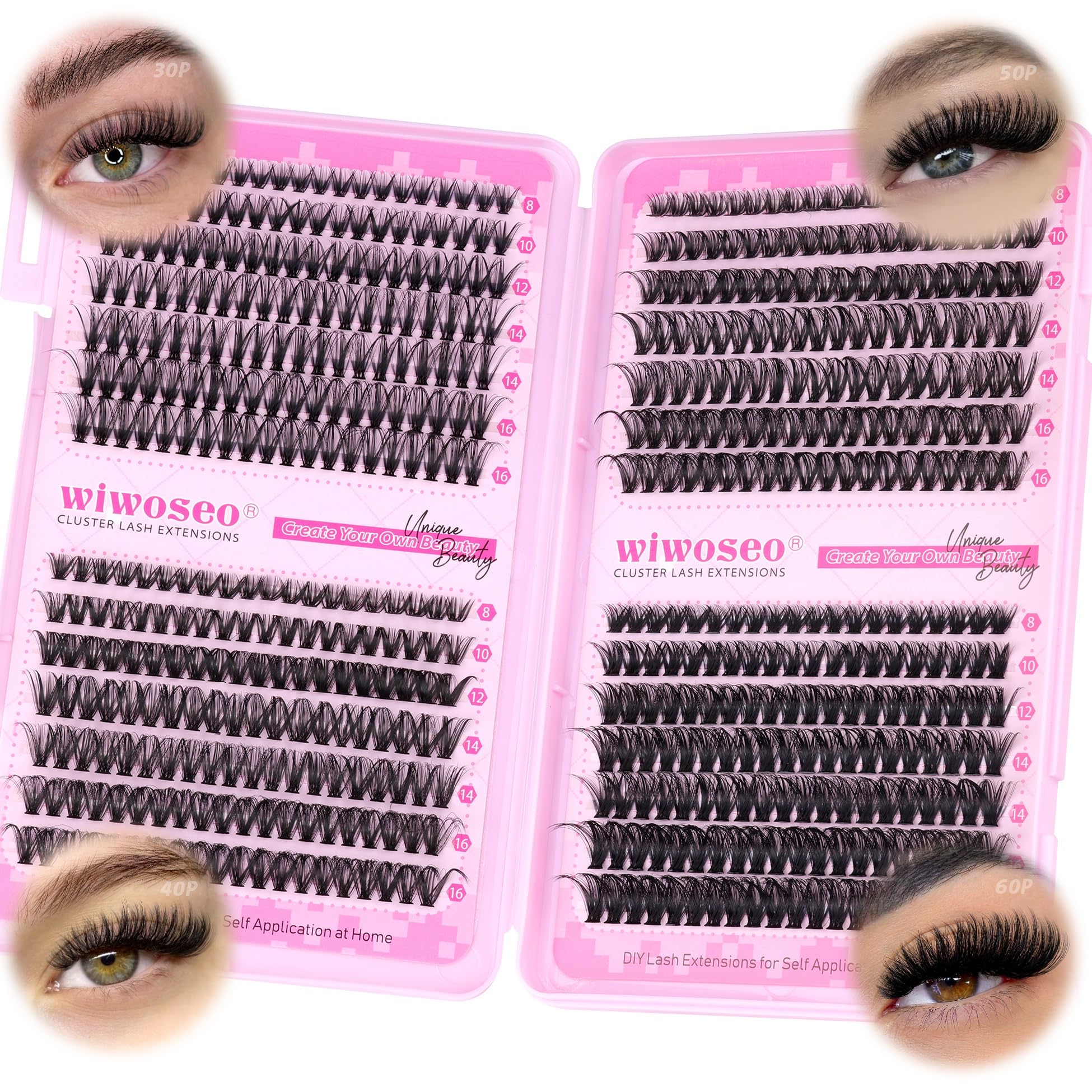 wiwoseo Cluster Eyelash Extensions 560pcs Lash Clusters Wipsy Cluster Lashes D Curl Eyelashes Clusters Individual Lashes DIY Lash Extensions Cluster Eyelash Natural Look Eyelashes (8-16MM) 🍁 All In One Marketplace Canada