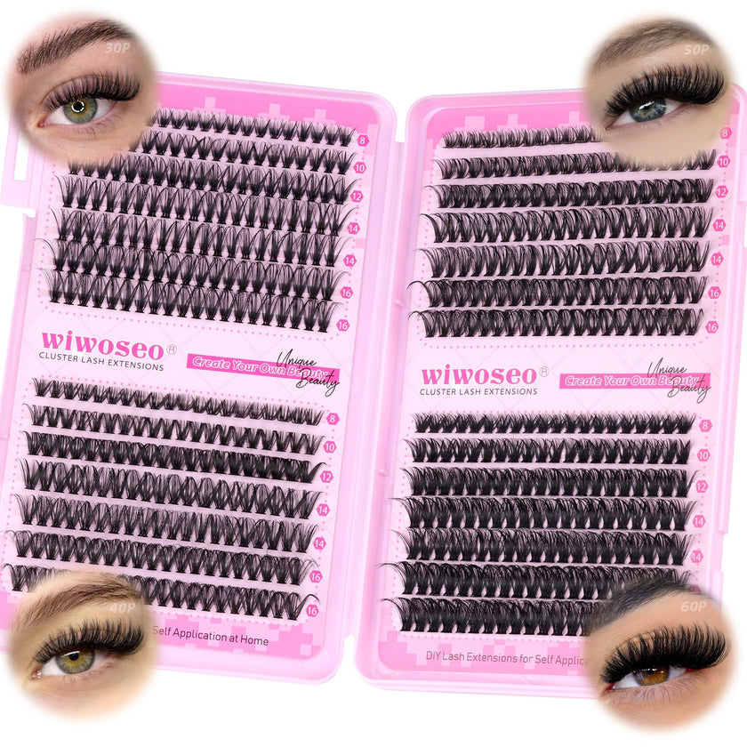 wiwoseo Cluster Eyelash Extensions 560pcs Lash Clusters Wipsy Cluster Lashes D Curl Eyelashes Clusters Individual Lashes DIY Lash Extensions Cluster Eyelash Natural Look Eyelashes (8-16MM) 🍁 All In One Marketplace Canada