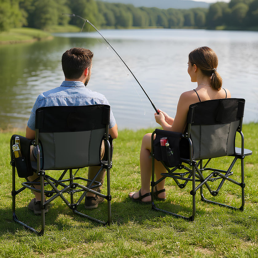 GarveeLife Oversized Camping Chair w/Side Table & Pocket,Outdoors, Black 🍁 All In One Marketplace Canada