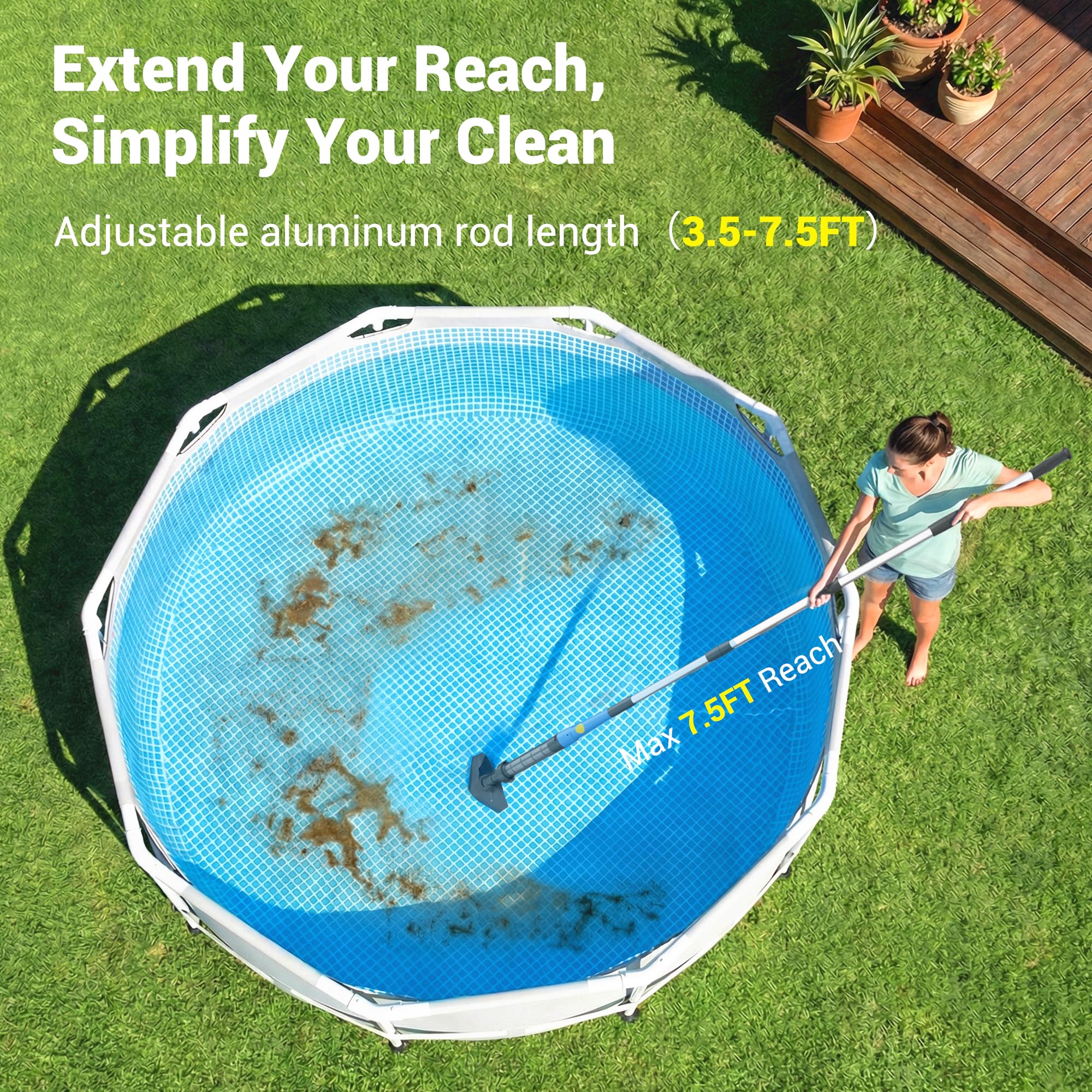 Hushlight Handheld Hot Tub Vacuum – Lightweight Stick Cleaner for Above-Ground Pools, Includes 2 Brush Heads for Debris and Sand (Blue) 🍁 All In One Marketplace Canada