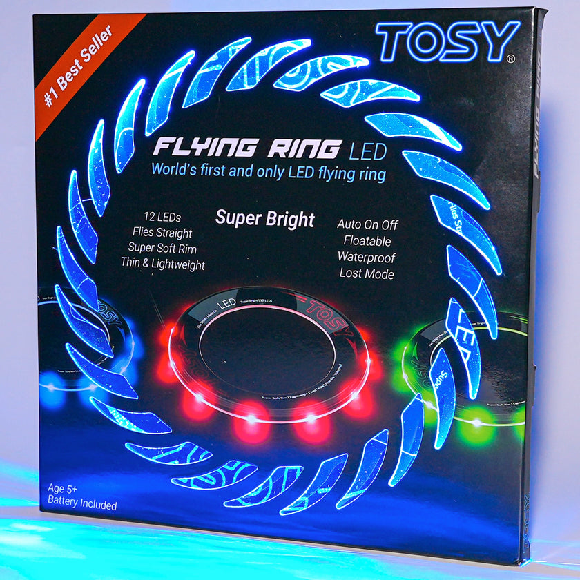 TOSY Flying Ring - 12 Monocolor LEDs, Super Bright, Lost Mode, Auto Light Up, Birthday Gift for Kid/Teen/Boy/Girl, Safe, Waterproof, Pool/Beach/Camping Toy (Blue) 🍁 All In One Marketplace Canada
