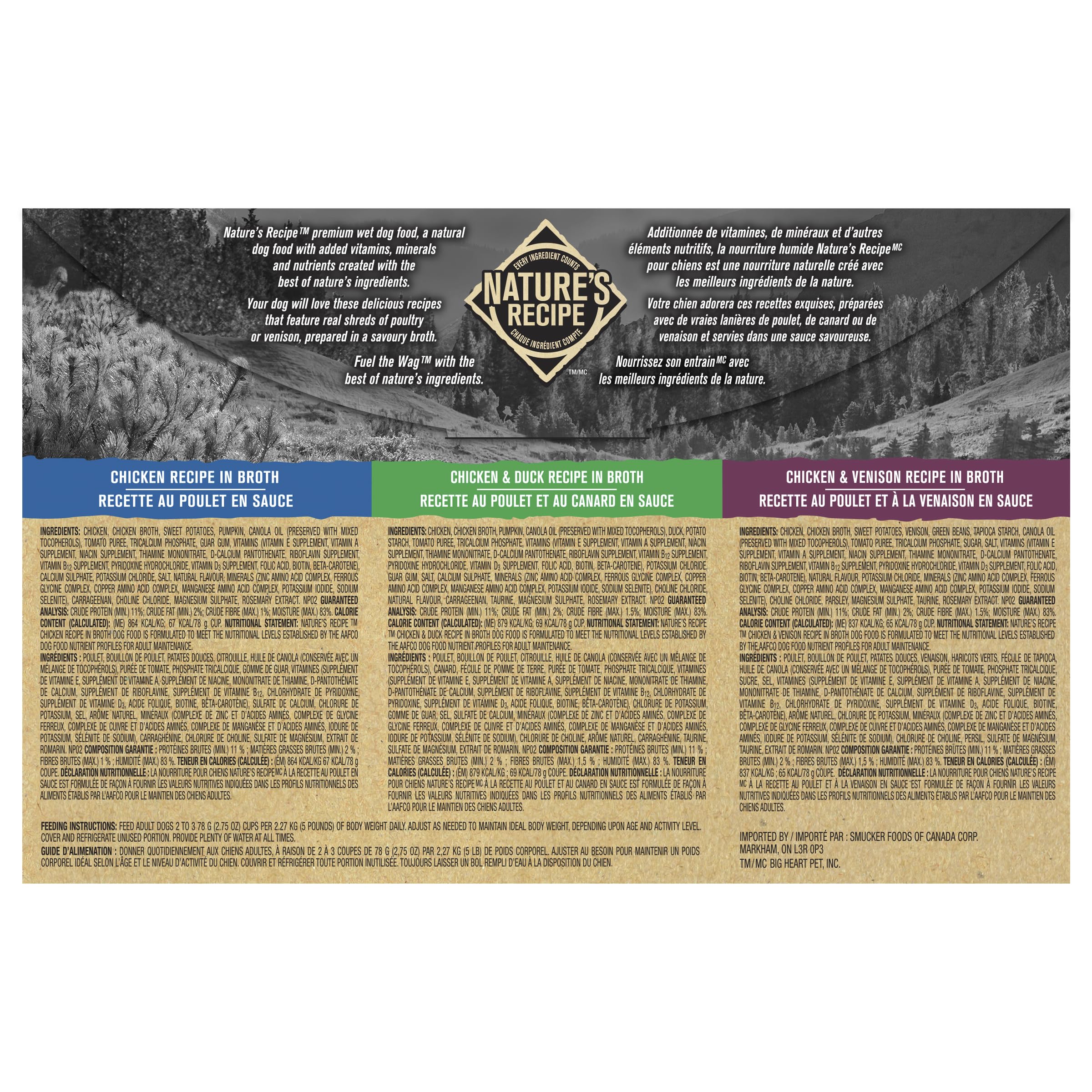 Nature’s Recipe Chicken, Chicken & Duck, Chicken & Venison Wet Dog Food Variety Pack 936 g 12 pk 🍁 All In One Marketplace Canada
