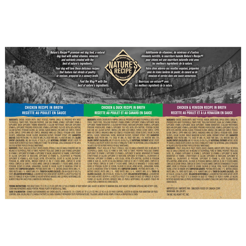 Nature’s Recipe Chicken, Chicken & Duck, Chicken & Venison Wet Dog Food Variety Pack 936 g 12 pk 🍁 All In One Marketplace Canada