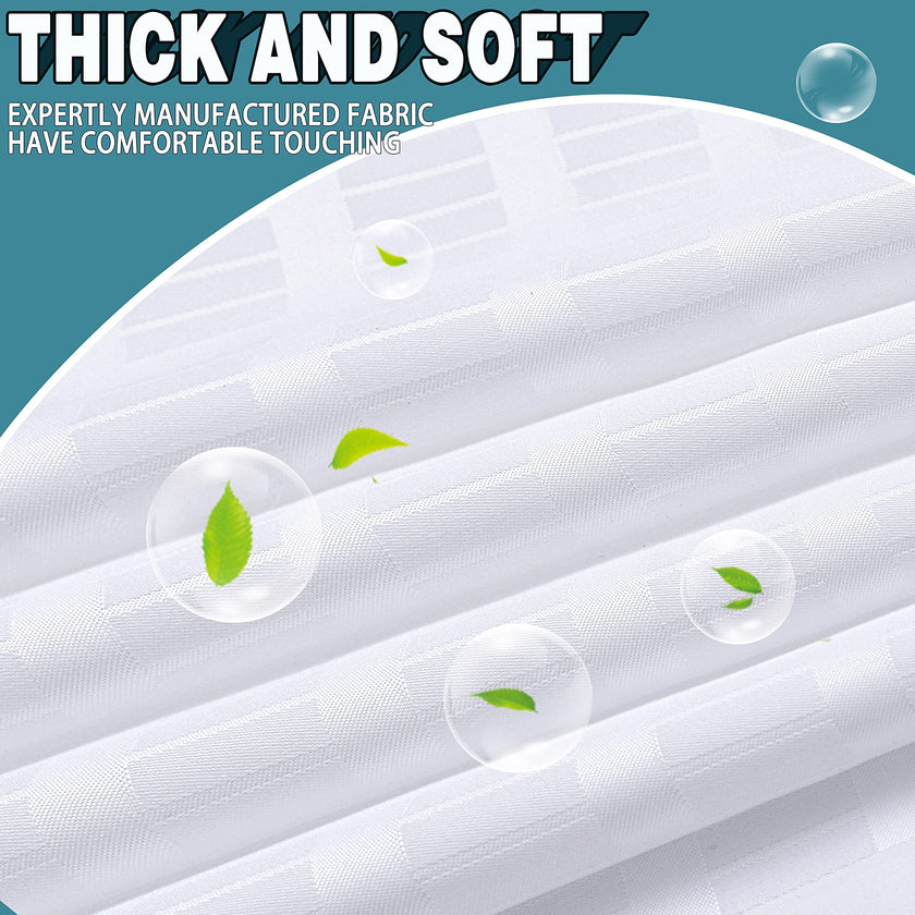 Conbo Mio Hotel Style Fabric Shower Curtain with Snap in Liner for Bathroom Machine Washable Waterproof Repellent Shower Curtain (Check-White, 71