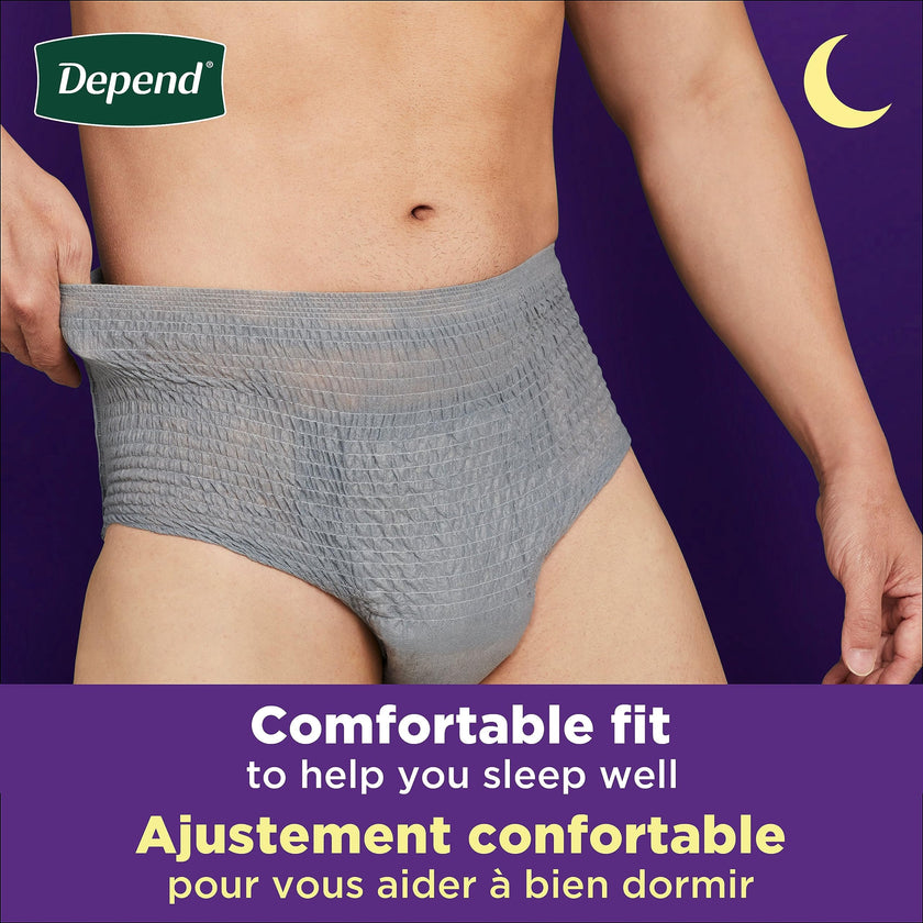 Depend Night Defense Adult Incontinence Underwear for Men, Disposable, Overnight, Extra-Large, Grey, 48 Count 🍁 All In One Marketplace Canada