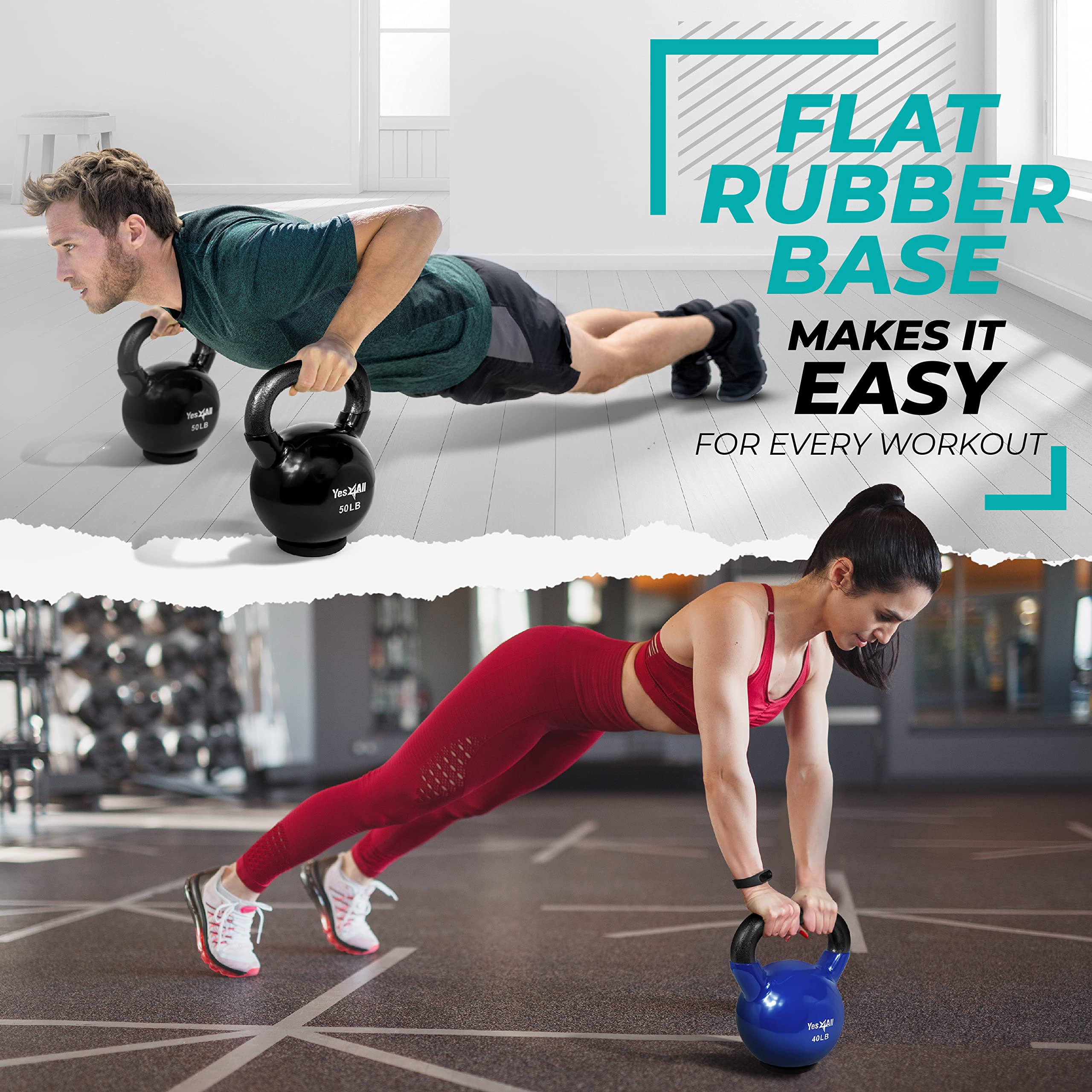 Yes4All Vinyl Coated Kettlebell with Protective Rubber Base, Strength Training Kettlebells for Weightlifting, Conditioning, Strength & Core Training (10 lbs - Mint) 🍁 All In One Marketplace Canada
