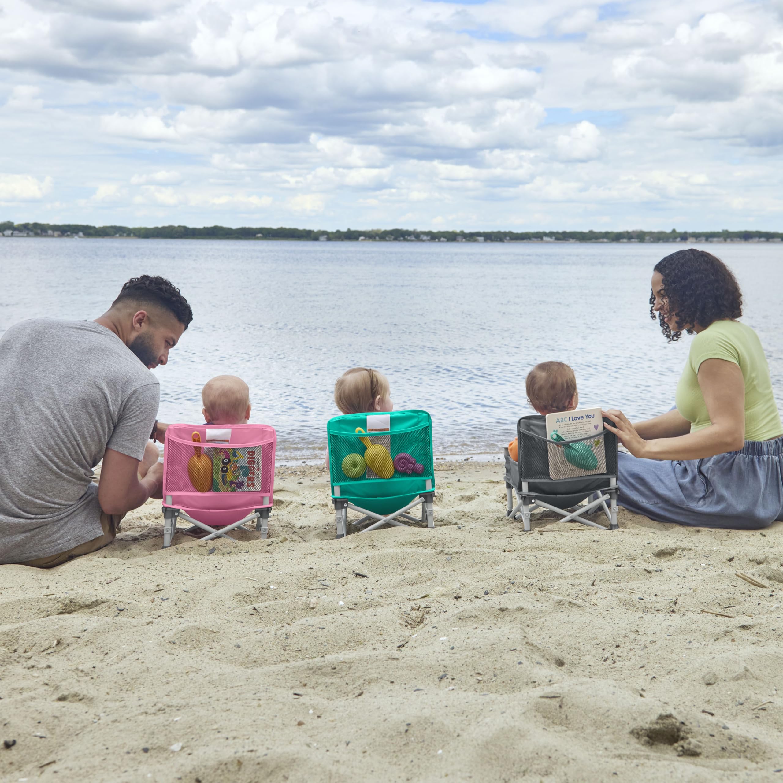 Bright Starts Pop 'N Sit Portable Booster, Indoor/Outdoor Use, Floor Seat with Feeding Tray, Grey, 6 Mos - 3 Yrs 🍁 All In One Marketplace Canada