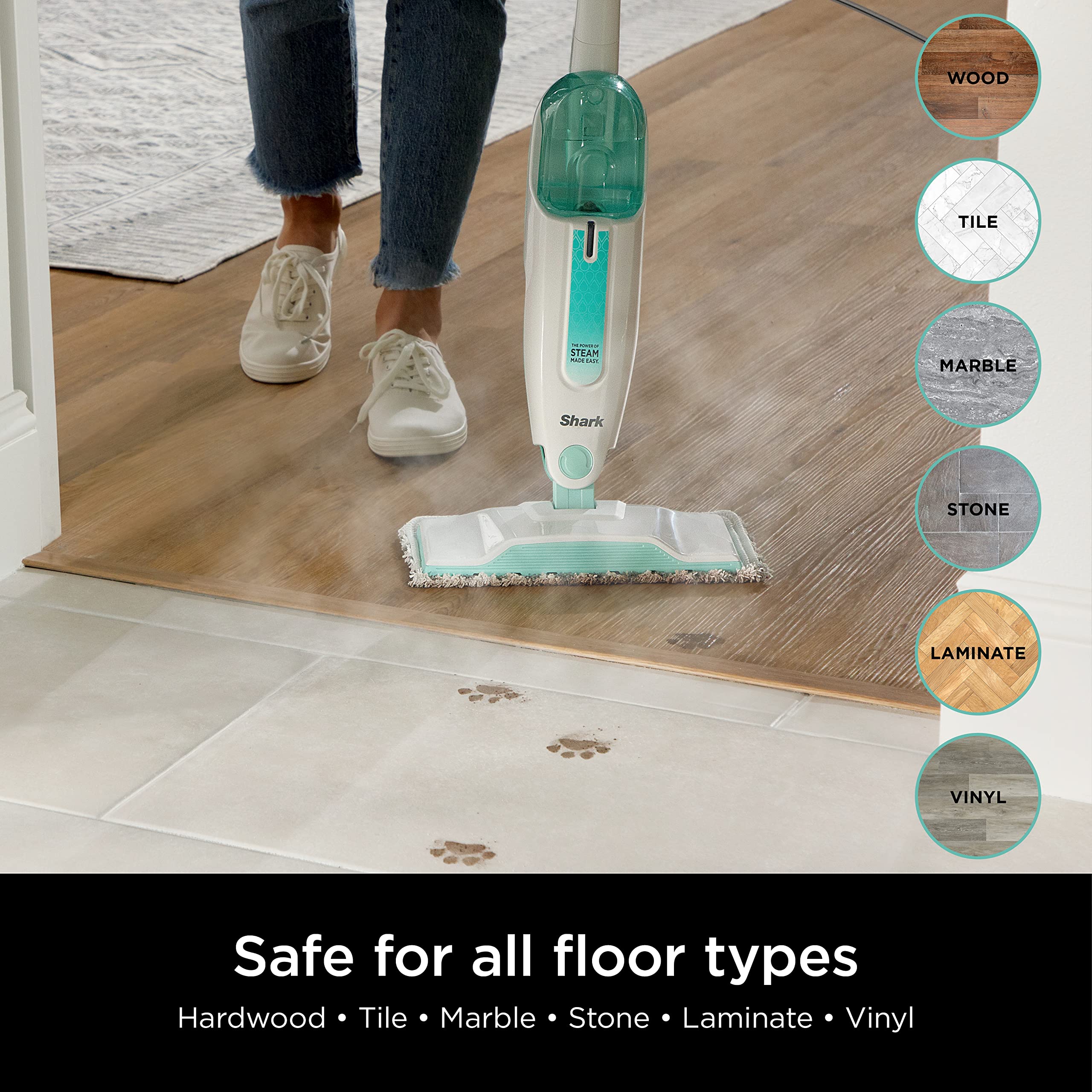 Shark S1000C Steam Mop, White/Seafoam Blue (Canadian Version), 12.68 fl oz 🍁 All In One Marketplace Canada