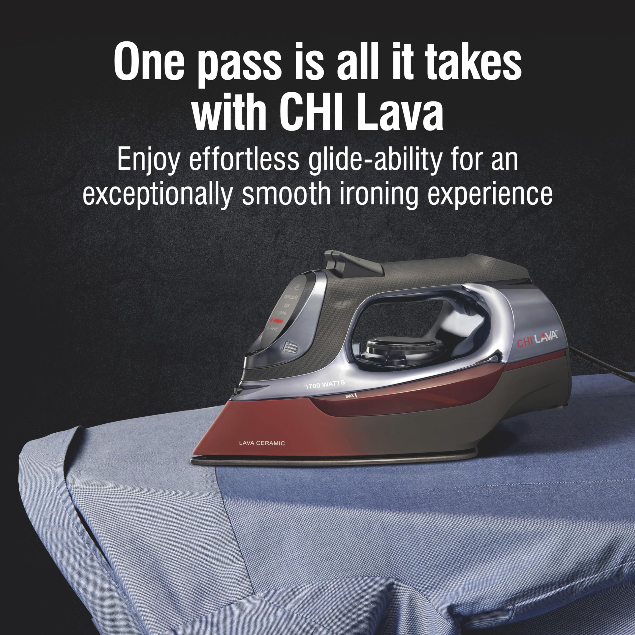 CHI Steam Iron for Clothes with 8’ Retractable Cord, 1700 Watts, 3-Way Auto Shutoff, 400+ Holes, Professional Grade, Temperature Control Dial, Lava Infused Ceramic Soleplate, Black (13113) 🍁 All In One Marketplace Canada
