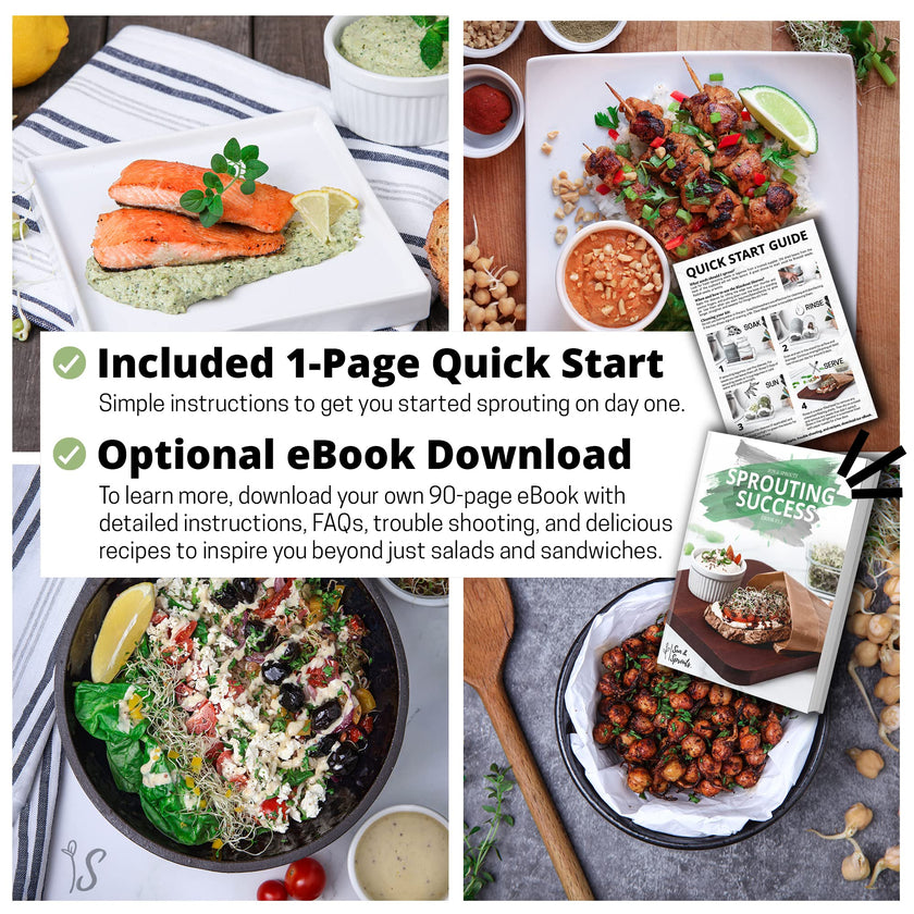 Sun & Sprouts The Original Complete Sprouting Kit - 2 Large Wide-Mouth Mason Jars, Premium Screen lids, Blackout Sleeves, Tray, Sprouter Stand - for Growing Broccoli, Mung Bean, Alfalfa from Seed 🍁 All In One Marketplace Canada