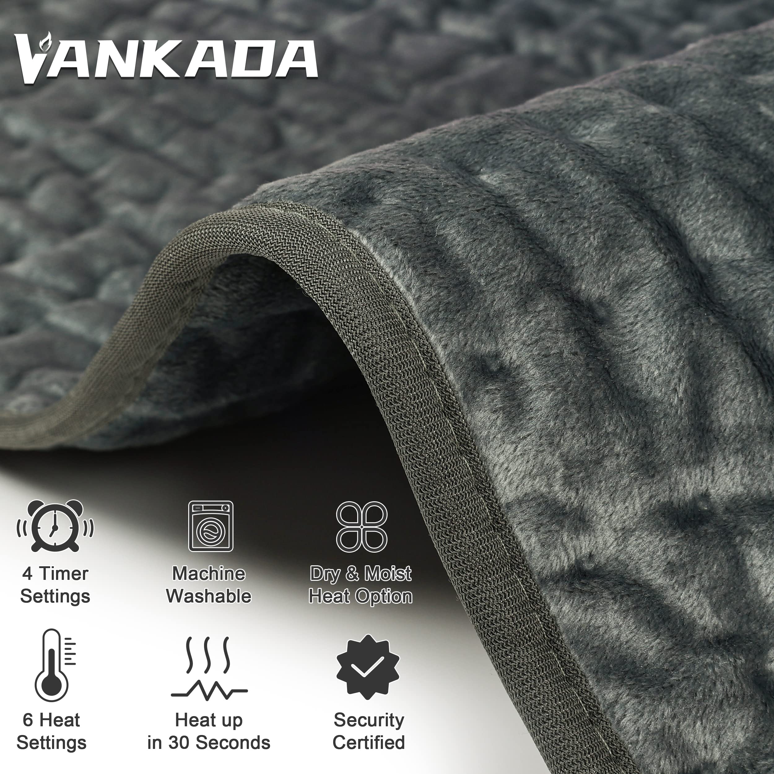 Heating Pad Electric Heat Pad, Hot Heated Pad,Moist Heat Heating Pad Moist and Dry Heat,Multiple Temp and Timer Settings (Gray green, 24