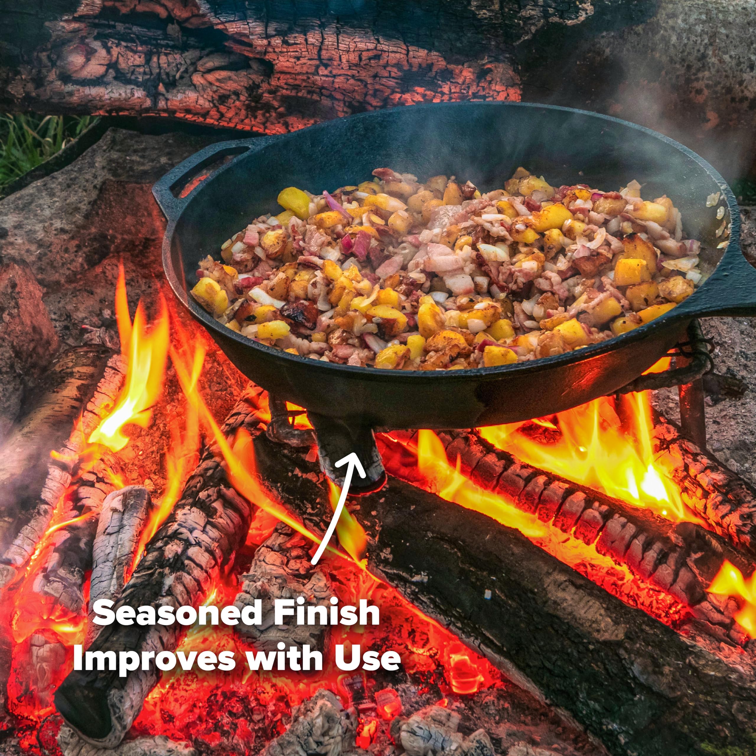 Coghlan's Cast Iron Skillet – 10.1-Inch Pre-Seasoned Frying Pan with Dual Pour Spouts & Helper Handle for Campfire Cooking, Stove, Grill, or Oven – Durable Outdoor Cookware 🍁 All In One Marketplace Canada