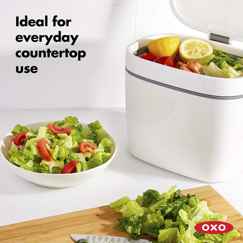 NEW OXO Good Grips Easy-Clean Compost Bin, White, 1.75 GAL/6.62 L 🍁 All In One Marketplace Canada