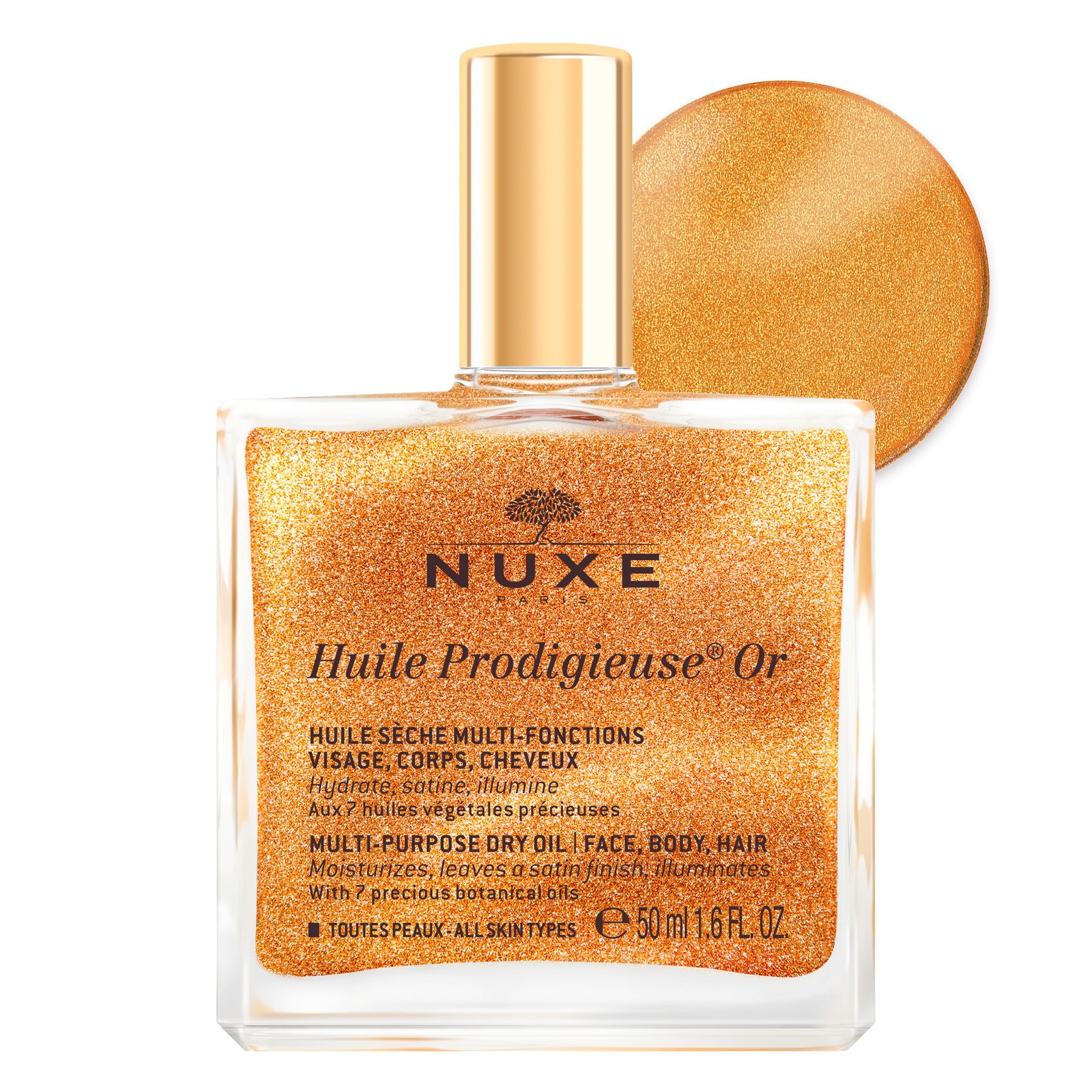 NUXE Huile Prodigieuse Shimmer Multi-Purpose Dry Oil - Luxurious Radiant Glow and Hydration for Face, Body & Hair (50 ml) 🍁 All In One Marketplace Canada