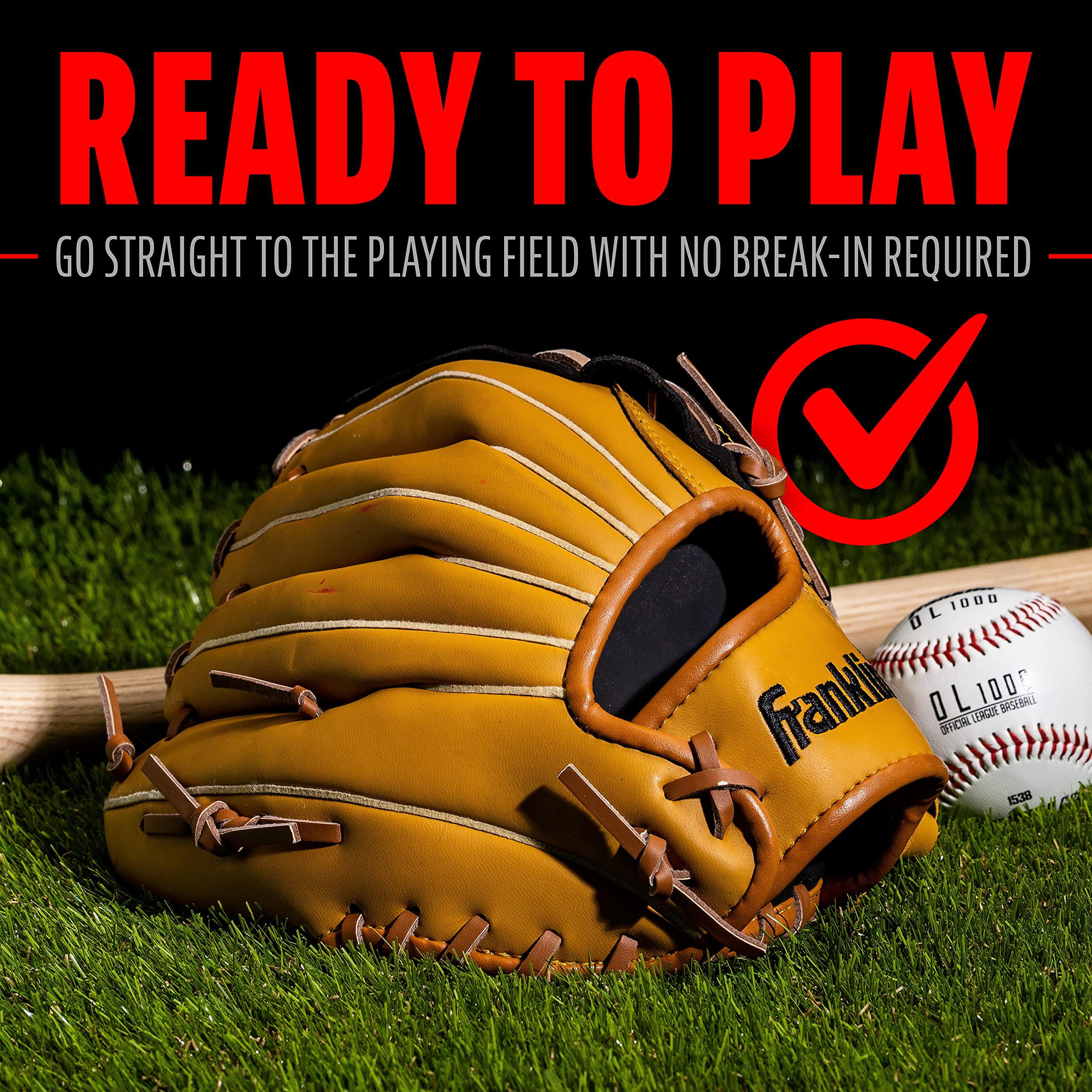 Franklin Sports Baseball and Softball Glove - Fieldmaster Adult + Youth Baseball Gloves - Mens + Womens Infield + Outfield Mitt - Right Hand Throw - 10.5