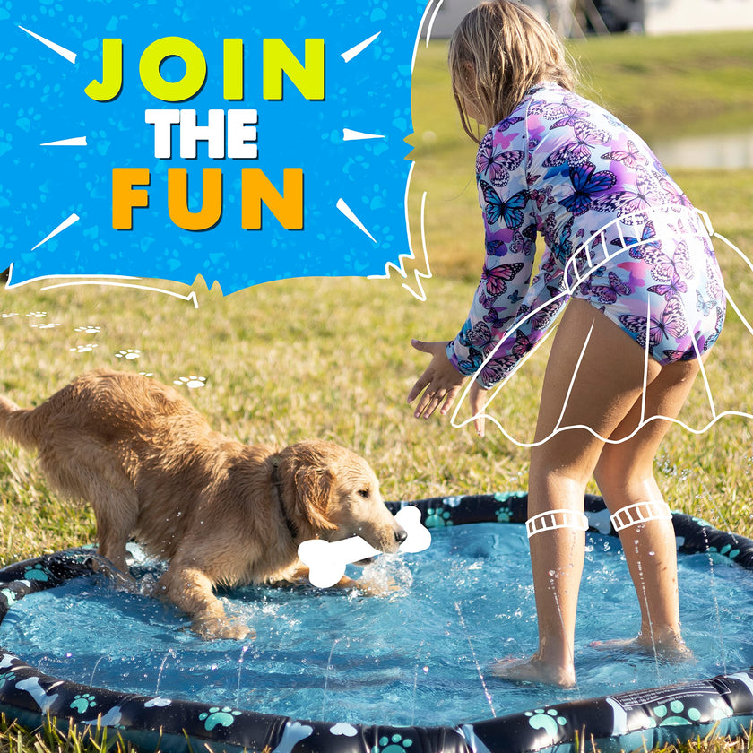 SplashEZ Non Slip Splash Pad for Kids & Dogs, 69’’ Extra Large Splash Pad Sprinkler for Kids, Dog Water Summer Toys - Great Outdoor Toys for Toddlers 1-3 & Children Ages 4-8, Baby Pool for Backyard 🍁 All In One Marketplace Canada