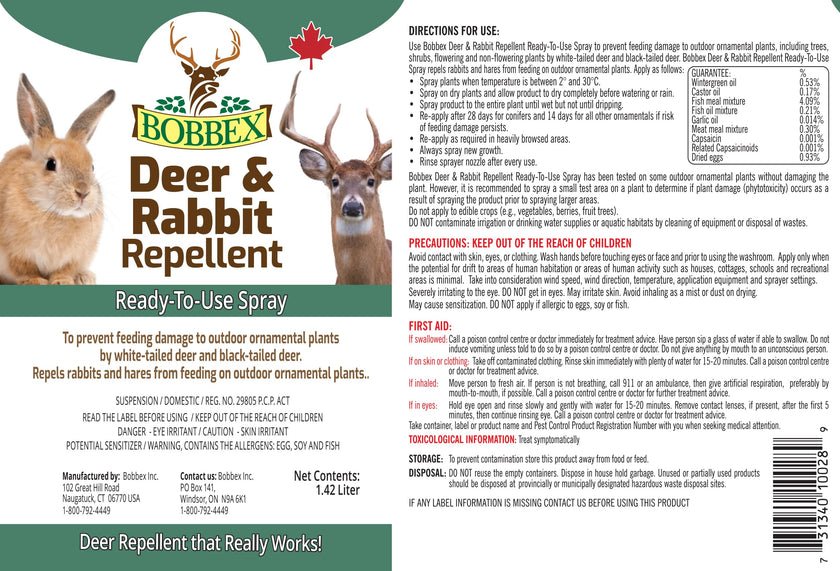 Bobbex Deer & Rabbit Repellent Ready to Use 1.42 Liter 🍁 All In One Marketplace Canada