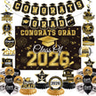 Graduation Decorations 2026 Black Gold 35PCS, Pre-Strung Congrats Grad Banner, Class of 2026 Backdrop, Balloons, Hanging Swirls, Graduation Party Decorations,PRE-ASSEMBLED 🍁 All In One Marketplace Canada