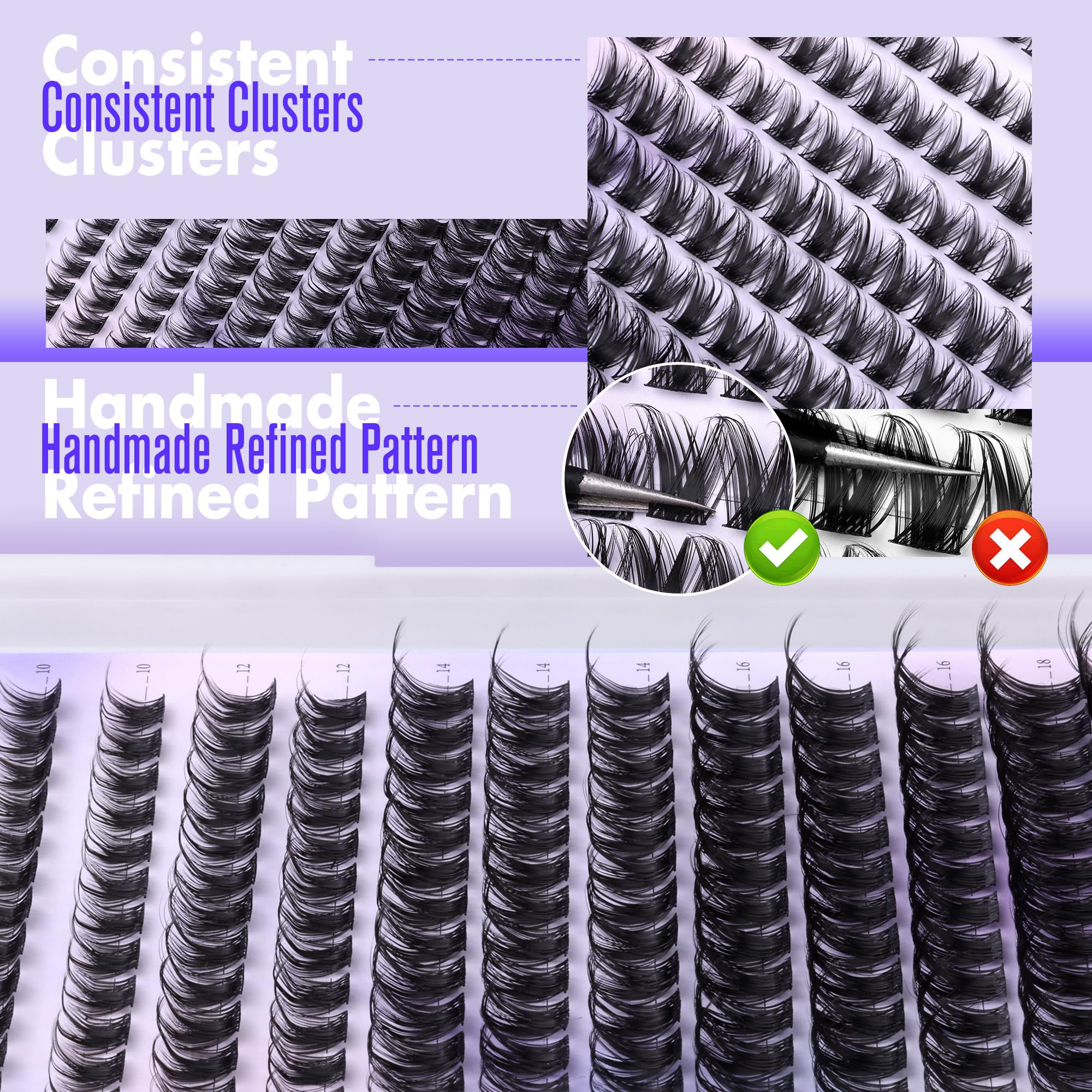 Pawotence Lash Clusters Wispy Cluster Eyelash Extensions 10-18mm Individual Lashes D Curl Cluster Lashes Extension DIY Soft Comfortable Eyelash Clusters with Thin Band 🍁 All In One Marketplace Canada