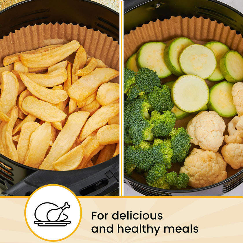 Air Fryer Liners for Ninja, 125 Pcs Round Disposable Airfryer Paper Liners – Non-Stick and Oil Proof for Easy Cleanup – 8 Inch for 5-8 qt Basket by Baker's Signature 🍁 All In One Marketplace Canada