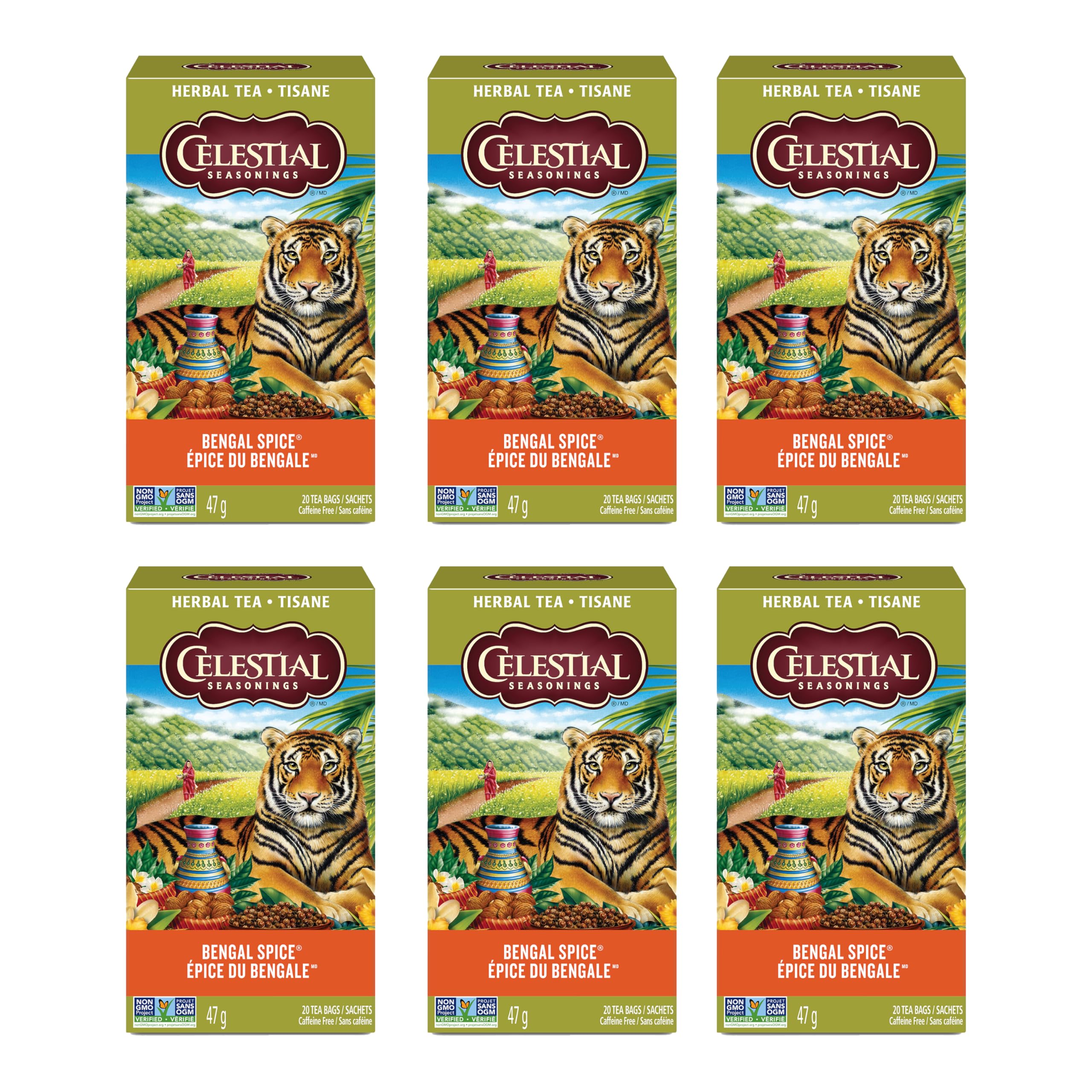 Celestial Seasonings Bengal Spice Herbal Tea, Caffeine Free, 20 Tea Bags Box, 6-Pack 🍁 All In One Marketplace Canada