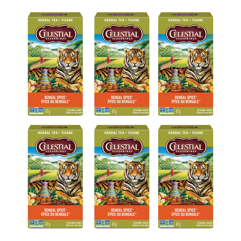 Celestial Seasonings Bengal Spice Herbal Tea, Caffeine Free, 20 Tea Bags Box, 6-Pack 🍁 All In One Marketplace Canada