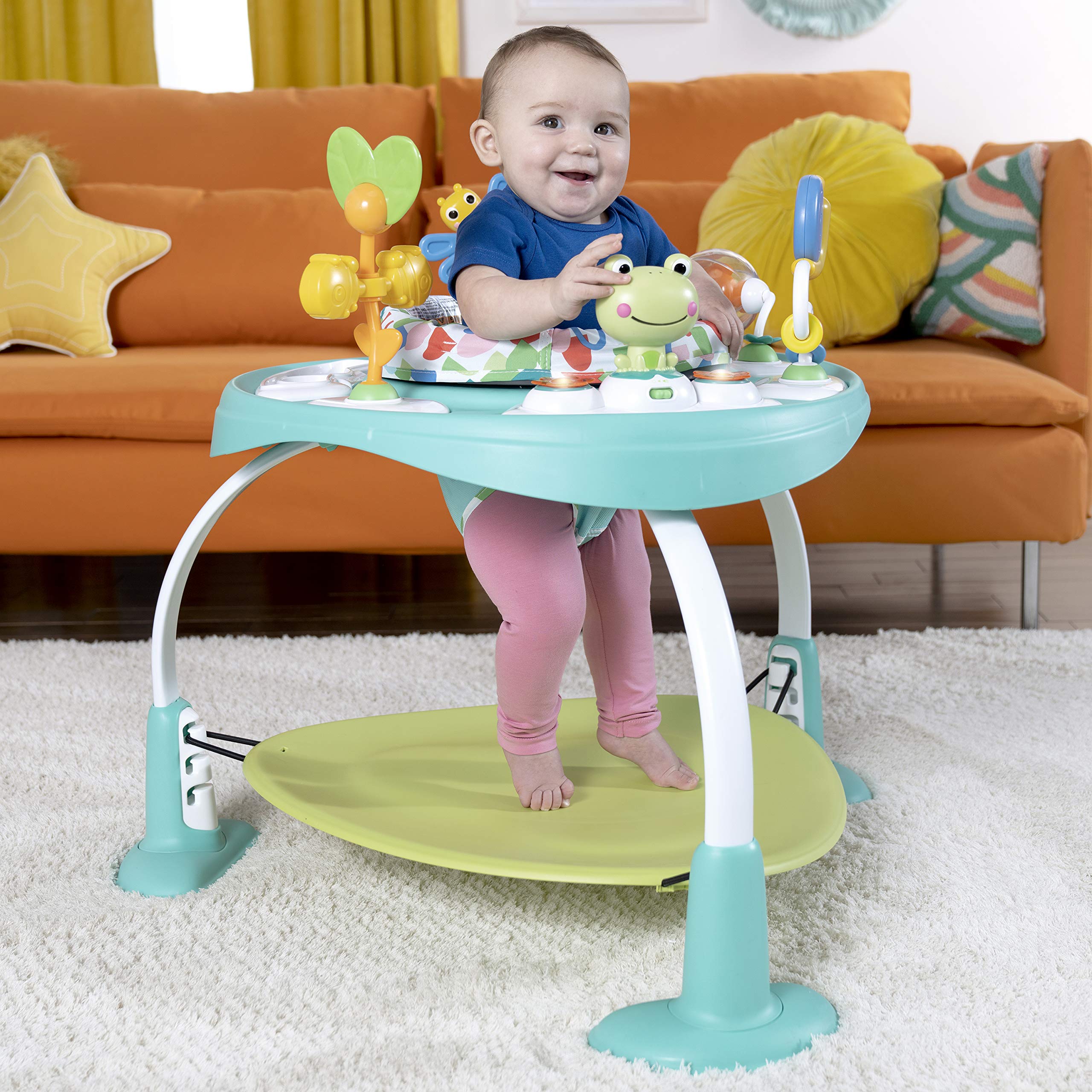 Bright Starts Bounce Bounce Baby 2-in-1 Activity Center Jumper & Table - Playful Pond (Green), 6 Months+ 🍁 All In One Marketplace Canada