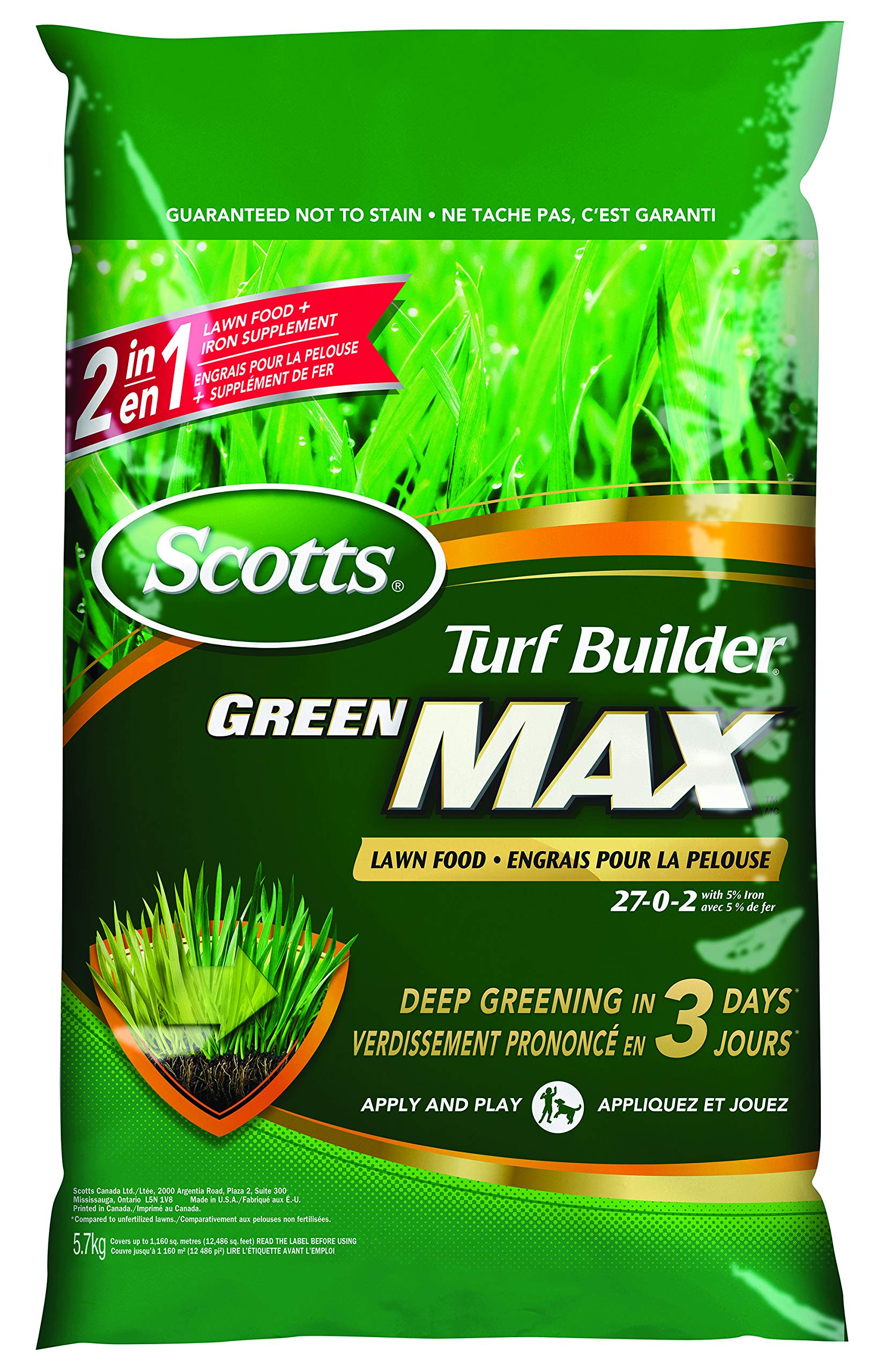 Scotts Turf Builder Green Max Lawn Food, 5.7kg (350 sq Meters / 3,767 sq feet Coverage) | Promotes Fast, deep Greening in 3 Days 🍁 All In One Marketplace Canada