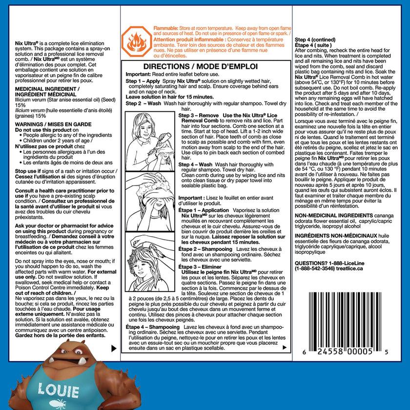 Nix Ultra, Kills Lice, Pesticide Free (With Lice Comb) - 1pk (59mL) - Effective Head Lice Treatment 🍁 All In One Marketplace Canada