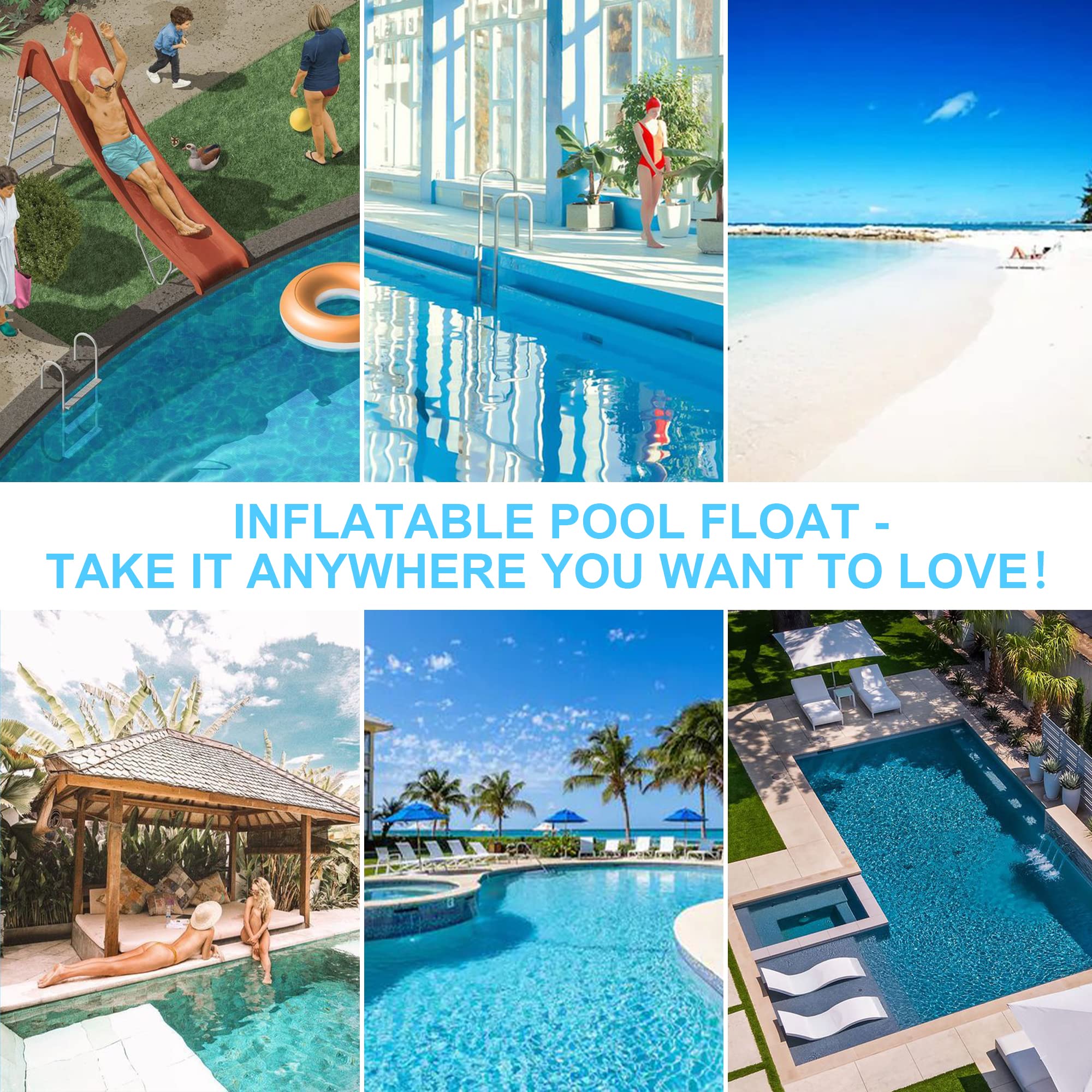 Meegoo Pool Floaties for Adults, 2 Pack Inflatable Water Hammock with Bottom Mesh, Fun Swimming Pool Float Chair, Beach Essentials for Vacation Travel, Heavy Duty Lake Inflatable Lounger Rest 🍁 All In One Marketplace Canada