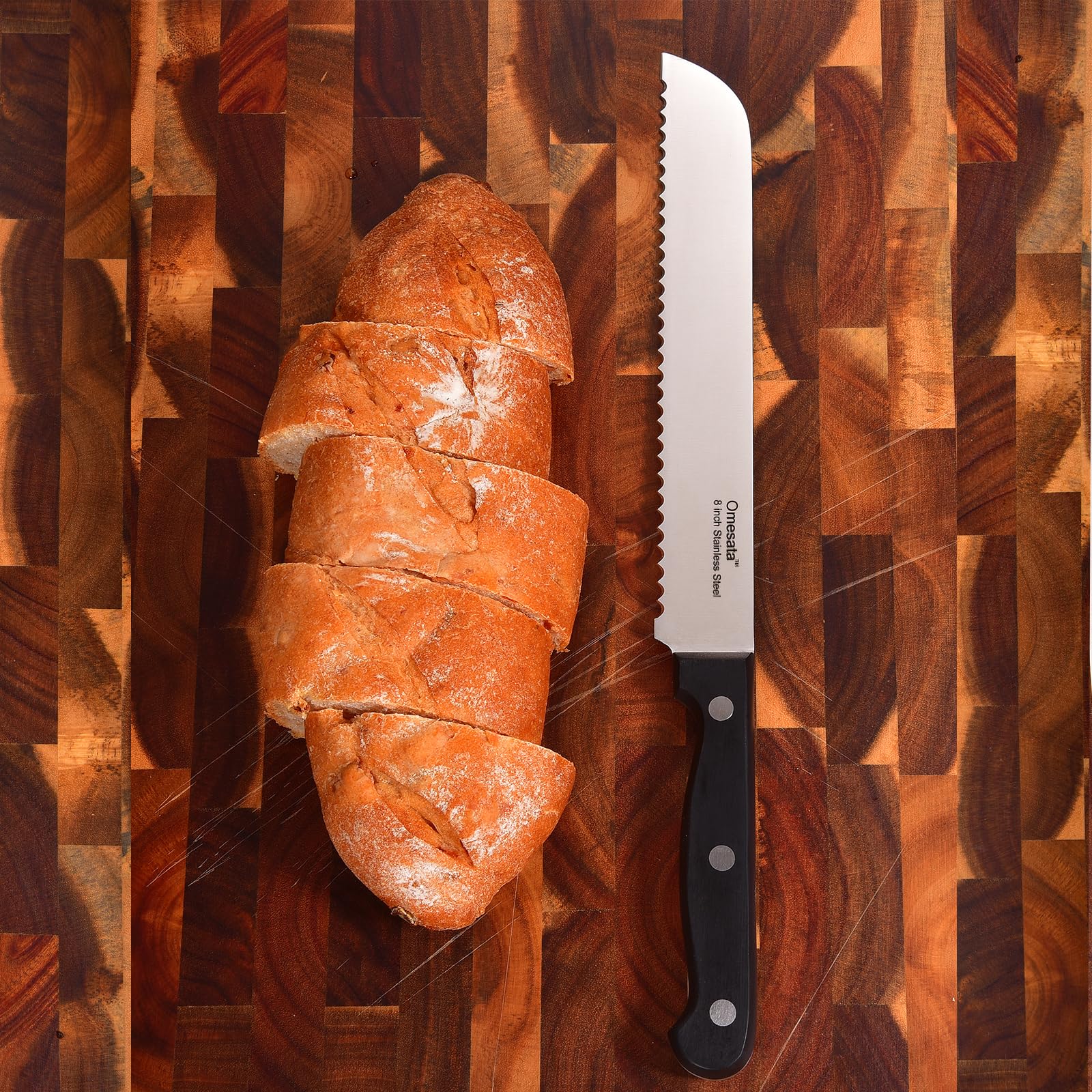 Bread Knife, Serrated 8 inch Bread Knifes for Homemade Bread Sourdough, Blade Razor Sharp and Wavy Edge from Professional Stainless Steel Omesata 🍁 All In One Marketplace Canada