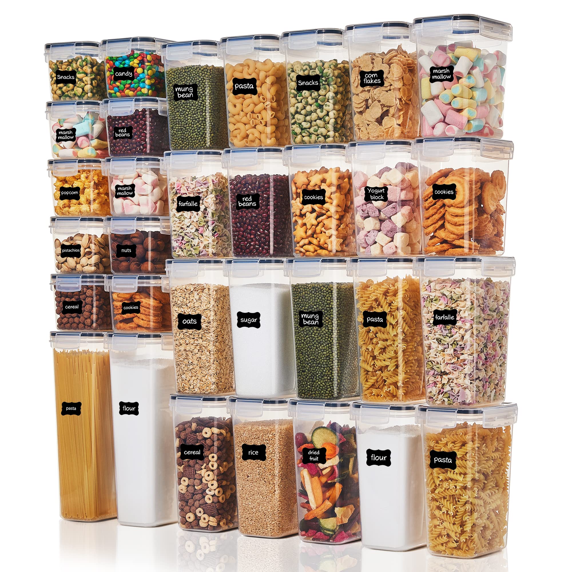 Vtopmart 32pcs Food Storage Container Set, Kitchen & Pantry Organizers and Storage, Plastic Airtight Container with Lids for Cereal, Flour and Sugar, Includes 32 Labels 🍁 All In One Marketplace Canada