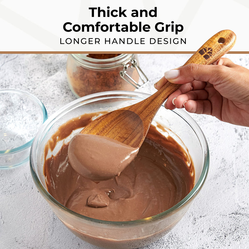 Wooden Spoons for Cooking – Wooden Kitchen Utensils Set, 6 Pcs Teak Wood Utensil Set – Comfortable Grip Non–Stick Wooden Cooking Utensils 🍁 All In One Marketplace Canada