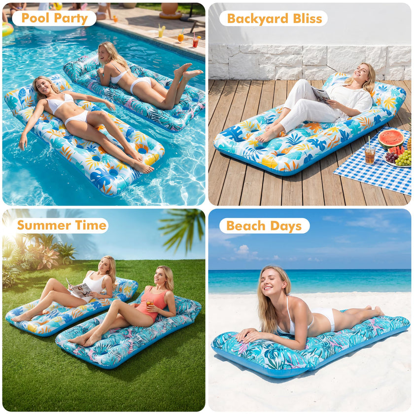 Stonful 2 Pack Inflatable Pool Float Mat, Giant Pool Floats Adult Size with Headrest, Lake Float Raft Water Lounger, Multi-Purpose Swimming Pool Floats Toys for Pool Party, Summer Beach, Outdoor 🍁 All In One Marketplace Canada