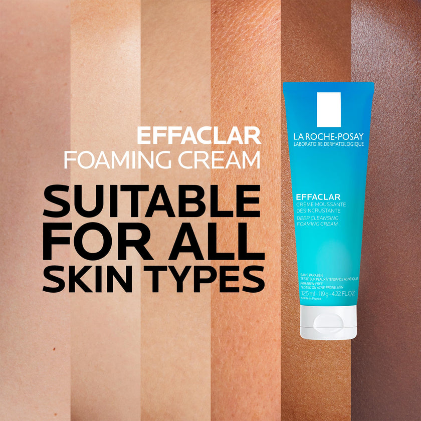 La Roche-Posay Effaclar Daily FOAMING CREAM CLEANSER for Face For Oily to Combination Skin with SALICYLIC ACID and GLYCERIN Sebum and pore minimizer. Paraben-Free, Oil-Free, Alcohol-Free, Non Comedogenic, 125ML 🍁 All In One Marketplace Canada