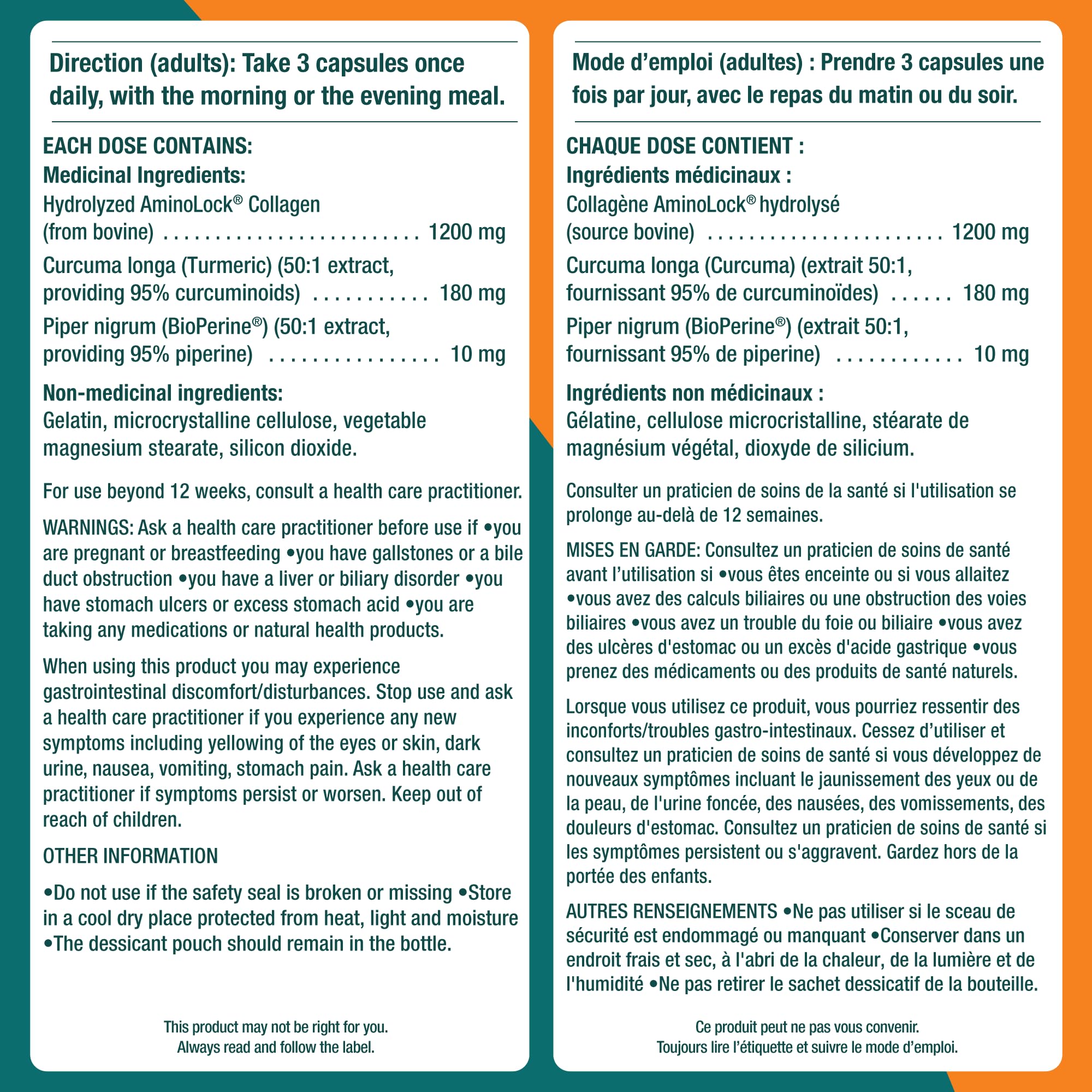 Genacol Anti-Inflammatory (60-Day Supply) – Turmeric Curcumin Supplement with Black Pepper (BioPerine) and Collagen Peptides, Relieves Inflammation, Osteoarthritis Pain Relief, 180 Capsules 🍁 All In One Marketplace Canada